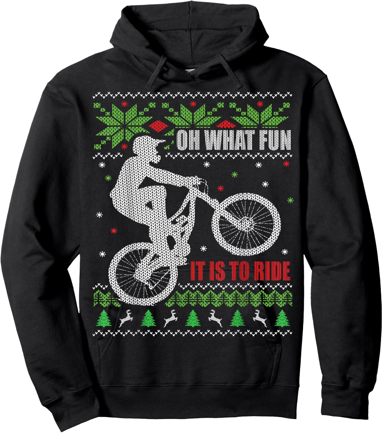 Ugly Christmas, Mountain Bike, Biking, Funny Hoodie - Hoodie | Black