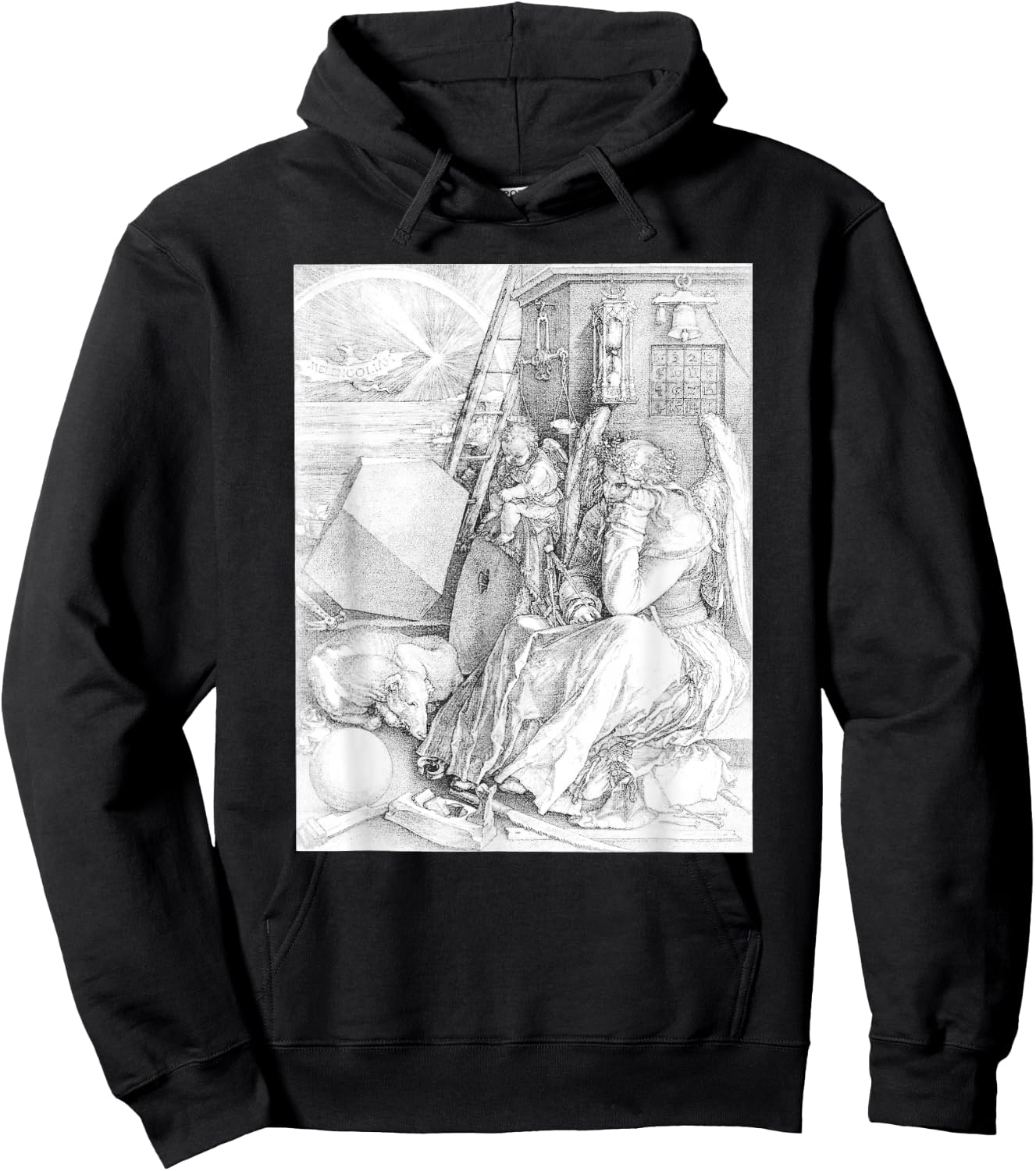 Albrecht Durer, Melancholia I - Vintage Engraving - Occult Hoodie - Hoodie | Black