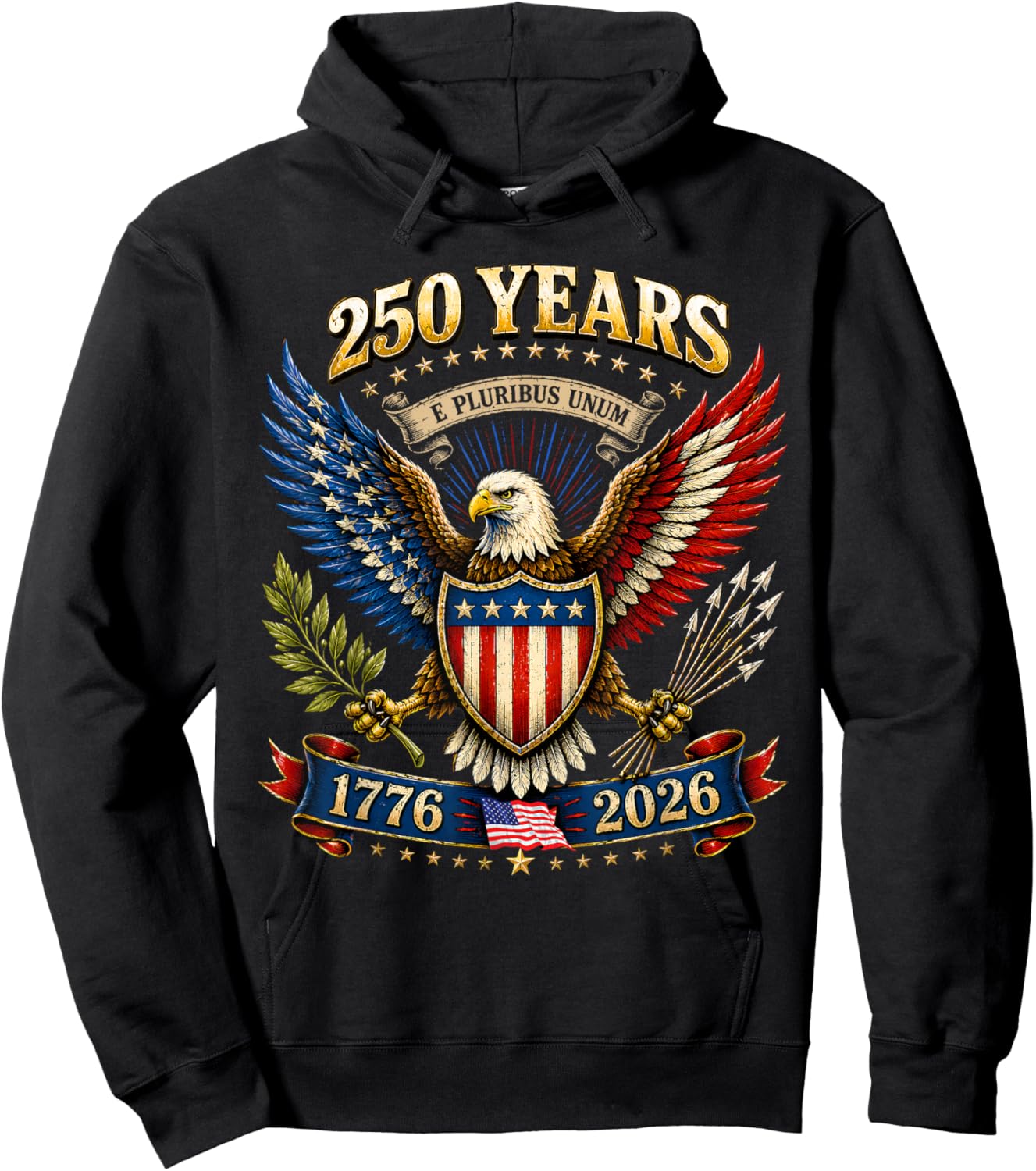 250 Years America 1776 2026 250th Anniversary 4th July Men Hoodie - Hoodie | Black