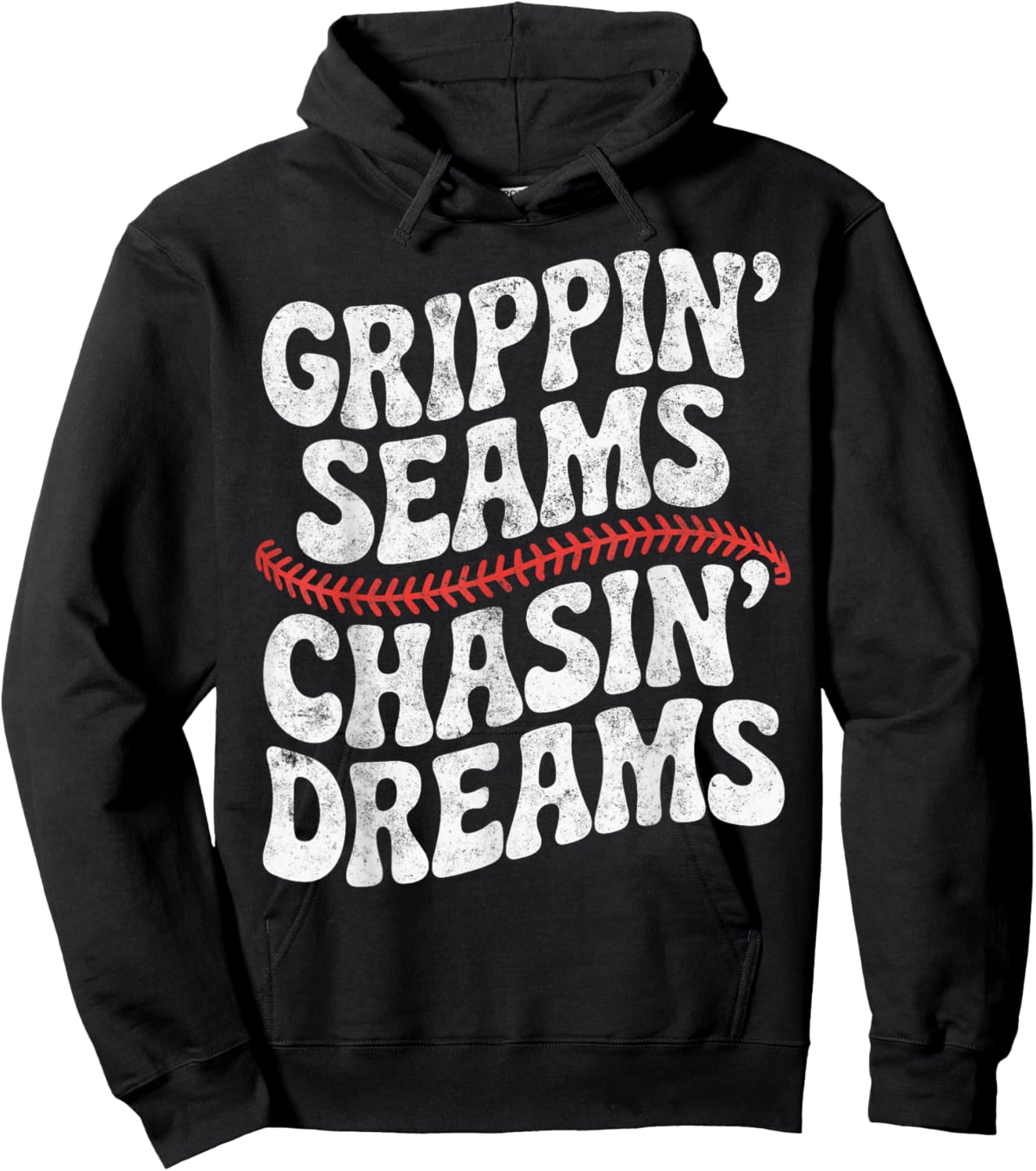Grippin' Seams Chasin' Dreams Baseball Player Coach Joke Hoodie - Hoodie | Black