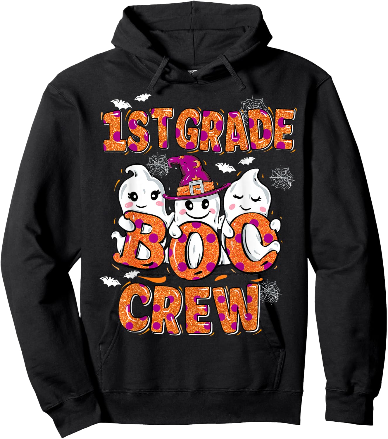 Retro 1st grade boo crew First Grade Kids Halloween Costume Hoodie - Hoodie | Black