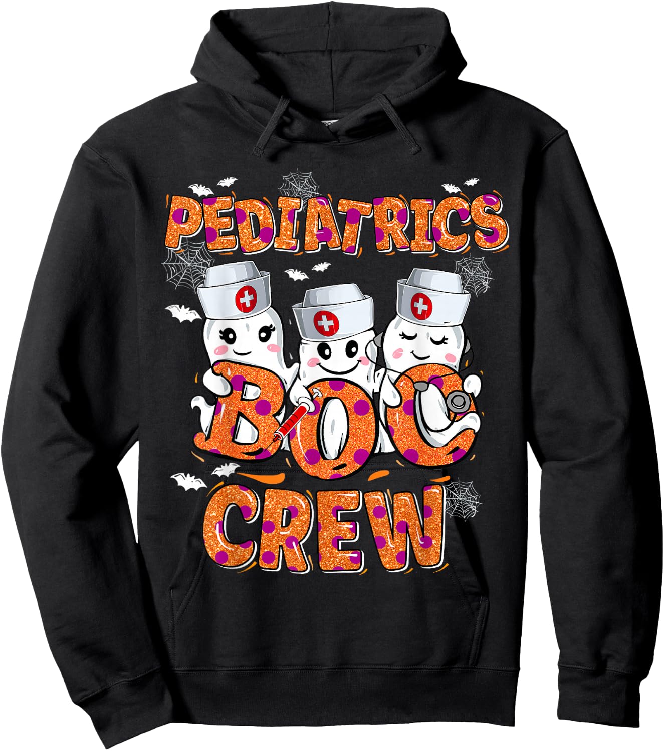 Pediatric Nurse shirt Halloween Pediatric Boo Crew Hoodie - Hoodie | Black