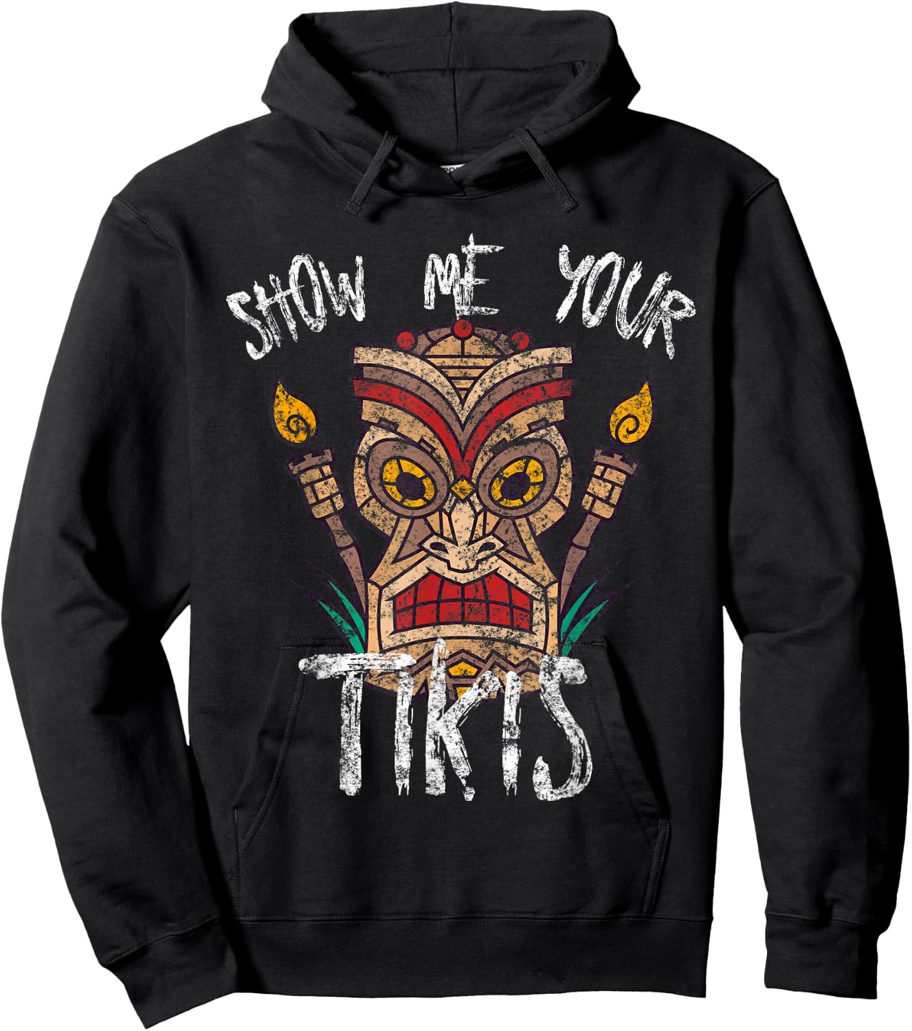 Show Me Your Tikis Funny Angry Tiki Hawaiian Hoodie - Hoodie | Black