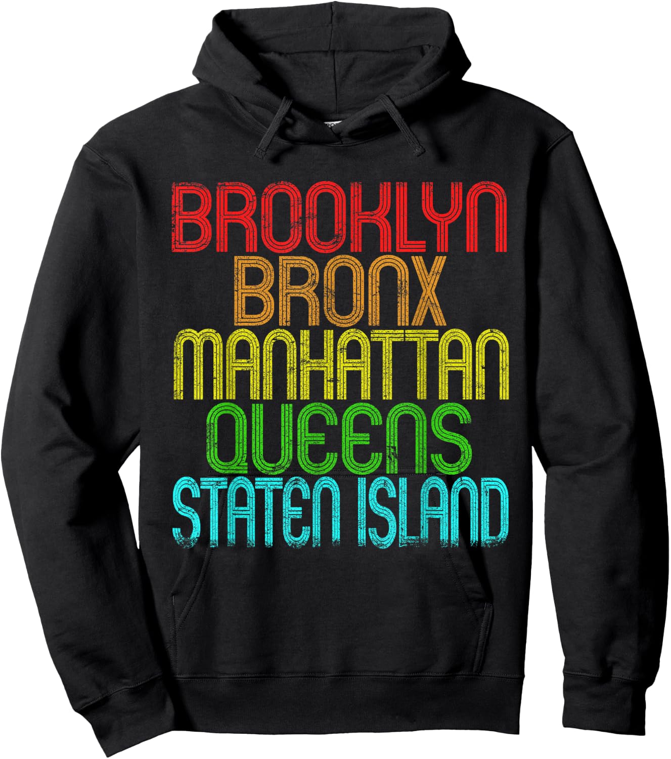 The 5 Boroughs Of New York City Retro Vintage 80s Hoodie - Hoodie | Black