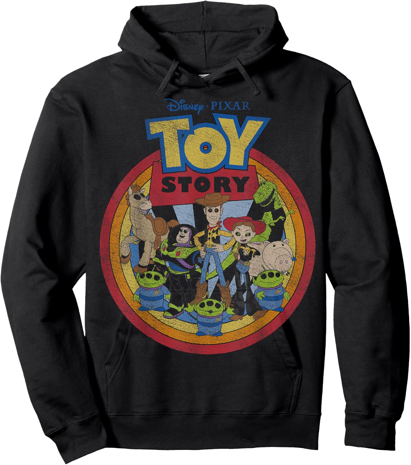 Disney Pixar Toy Story Vintage Circle Portrait Logo Hoodie - Hoodie | Black