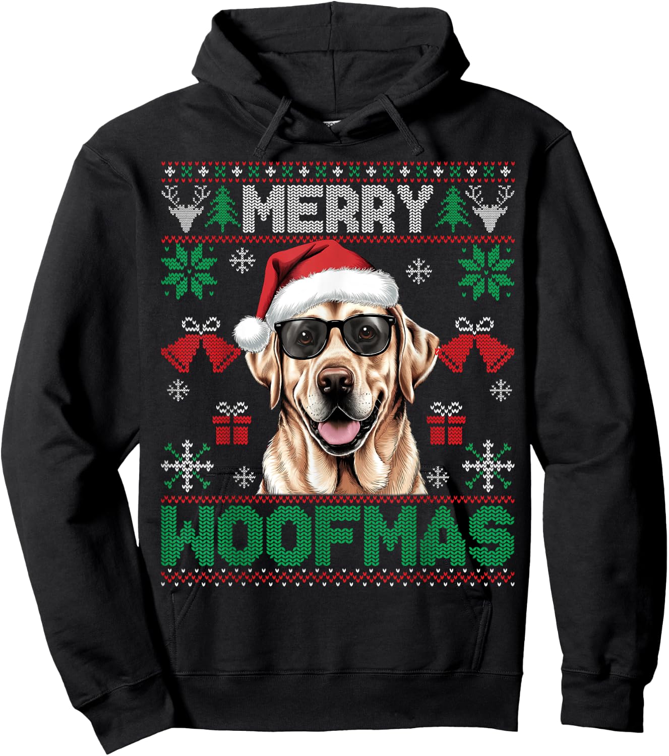 Labrador Retrievers Merry Christmas Woofmas Dog Lover Men Women Kids Hoodie - Hoodie | Black