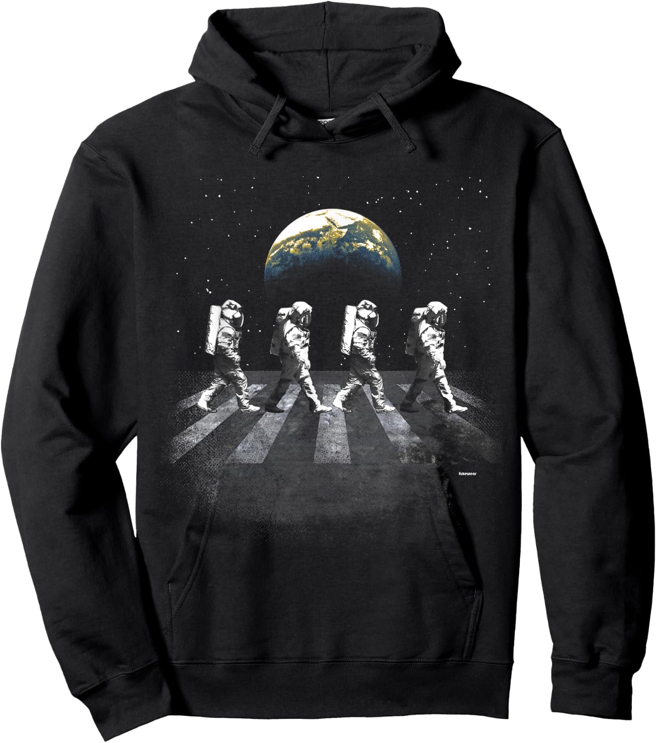 Astronauts in Walking in Space Earth Moon Hoodie - Hoodie | Black
