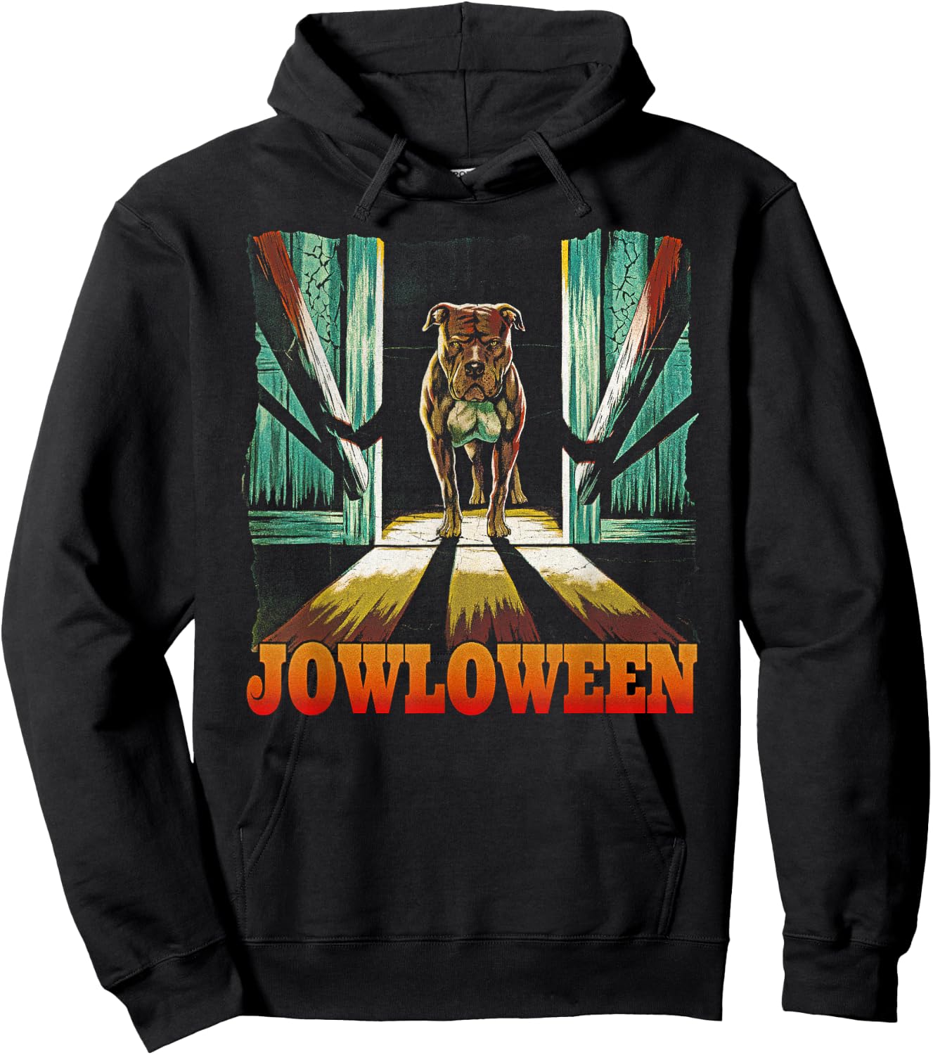 Funny Pitbull Jowls Spooky Halloween Pittie Dog Mom Dog Dad Women Hoodie - Hoodie | Black