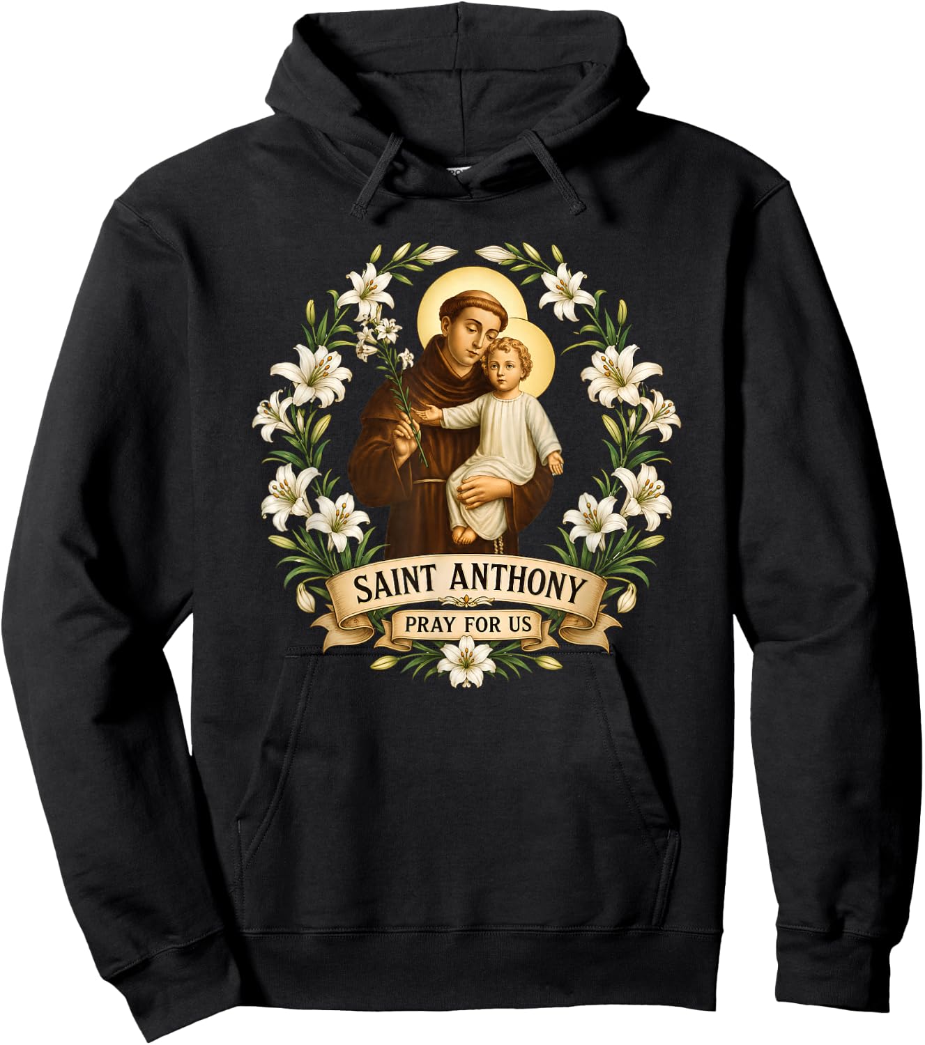 Saint Anthony of Padua Hoodie - Hoodie | Black