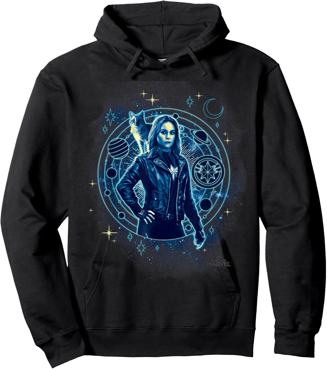 Captain Marvel Goose Geometric Circle Space Graphic Hoodie - Hoodie | Black