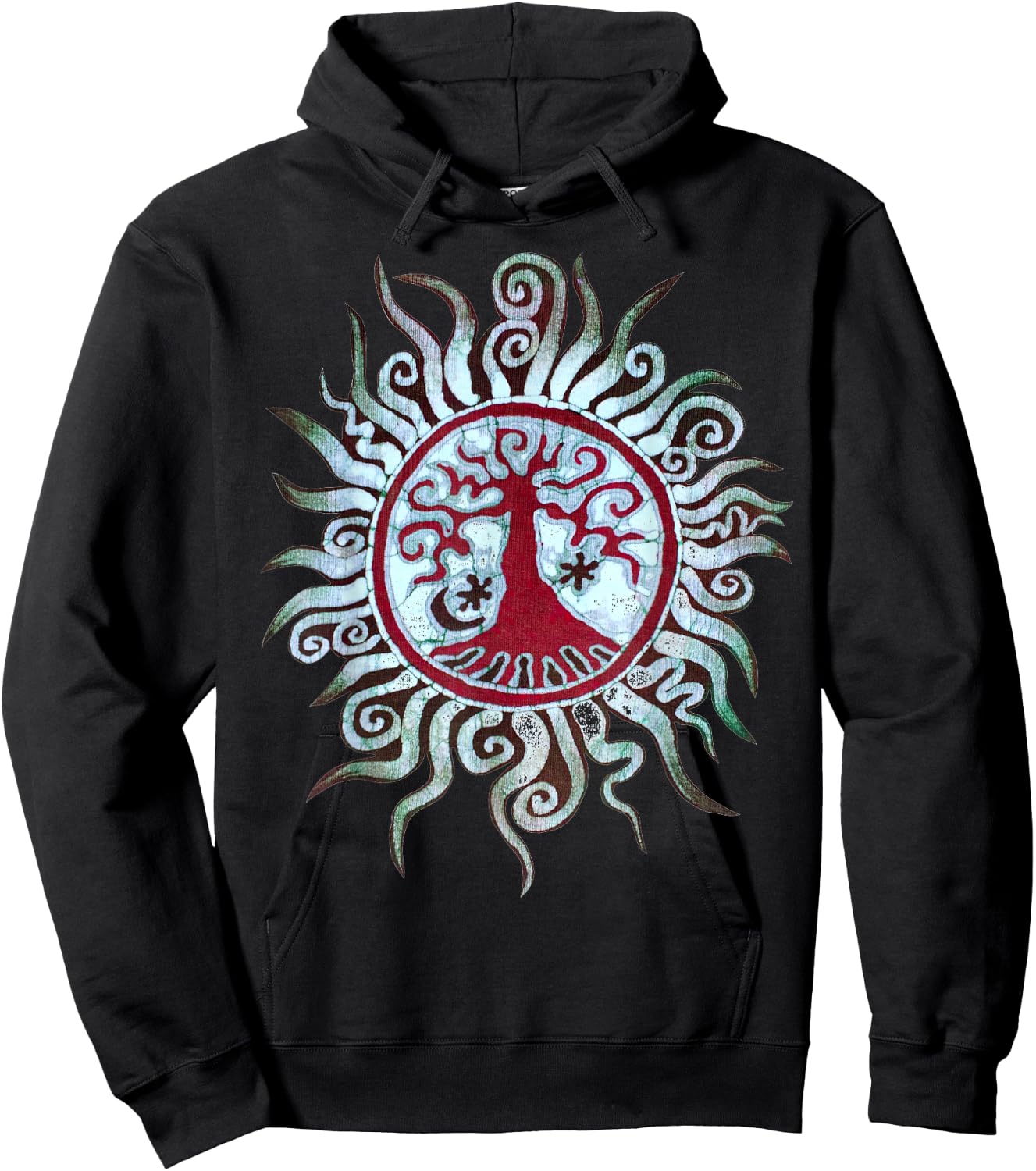 Tree Shirt Batik Artist hand drawn Tree and Moon Mandala Hoodie - Hoodie | Black