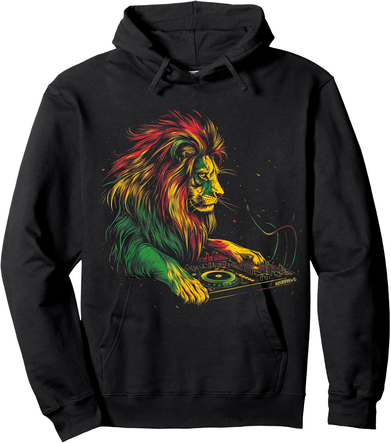 Rasta Reggae Music Headphone DJ Lion Of Judah Jamaican Hoodie - Hoodie | Black