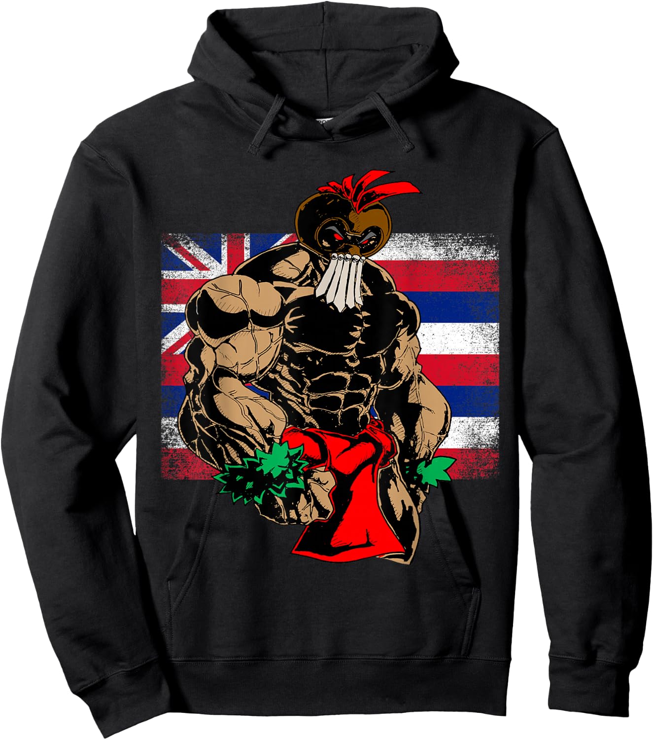 Hawaii Warrior T Shirt Hawaiian Flag Kanaka Maoli Men Women Hoodie - Hoodie | Black