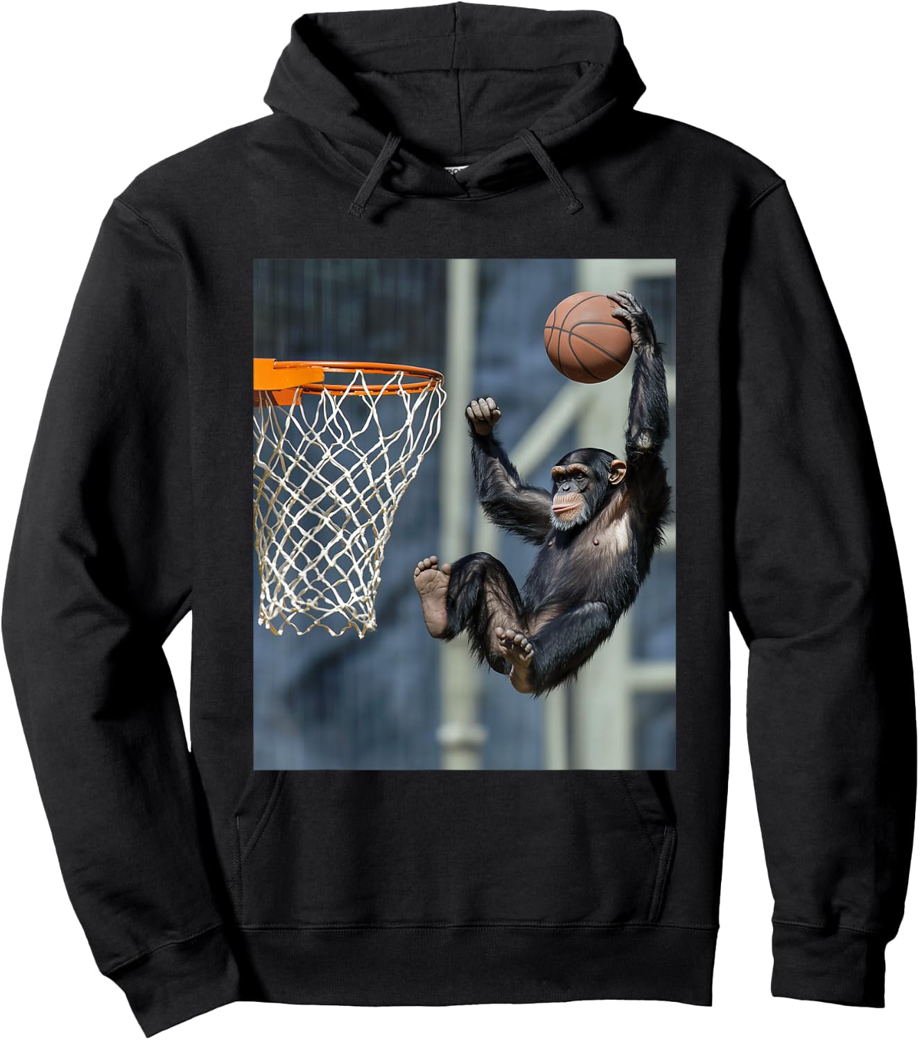 Chimpanzee Basketball Monkey Funny Graphic Hoodie - Hoodie | Black