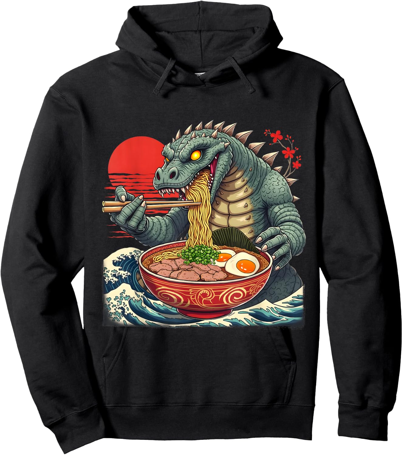 Kaiju Noodles Japanese Ramen Art Design Hoodie - Hoodie | Black