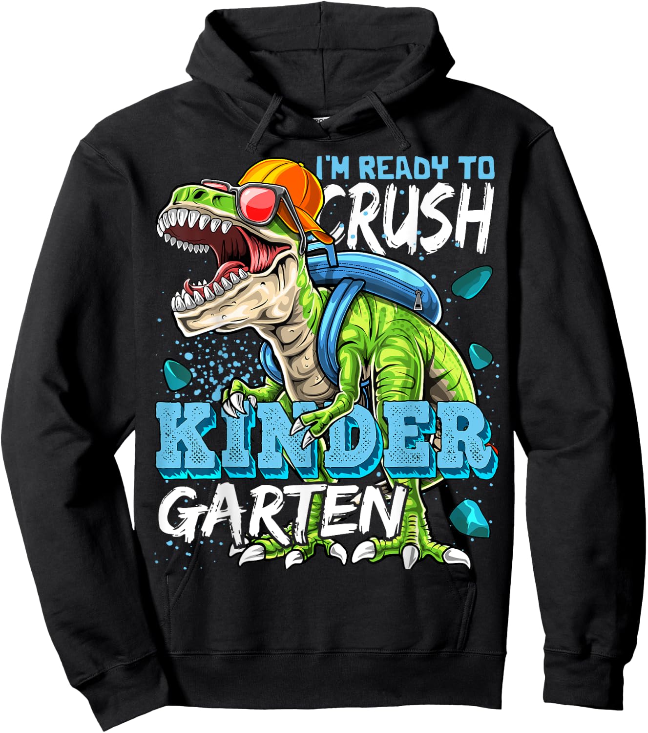 Ready To Crush Kindergarten Dinosaur Back to School Boys Hoodie - Hoodie | Black