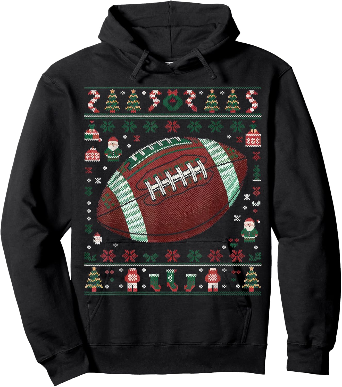 Football Ugly Christmas Sweater - American Football Xmas Hoodie - Hoodie | Black