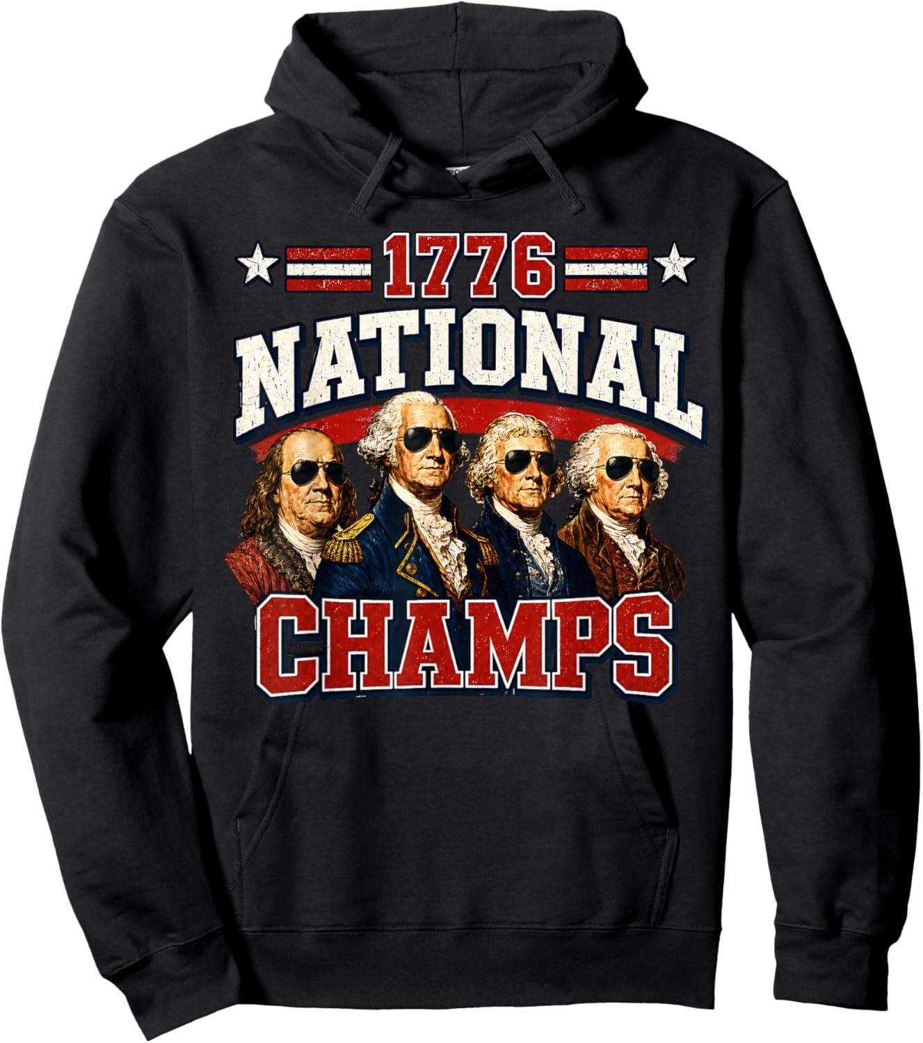 1776 National Champs Funny Patriotic America Founding Father Hoodie - Hoodie | Black