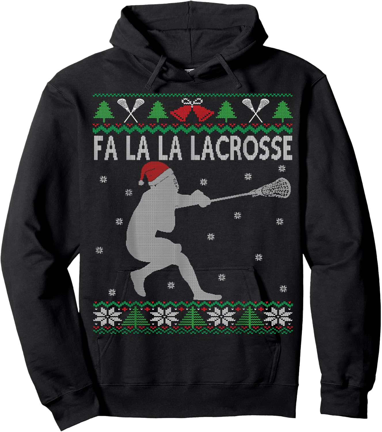 Fa La La Lacrosse Player Funny Lax Bro Ugly Christmas Hoodie - Hoodie | Black