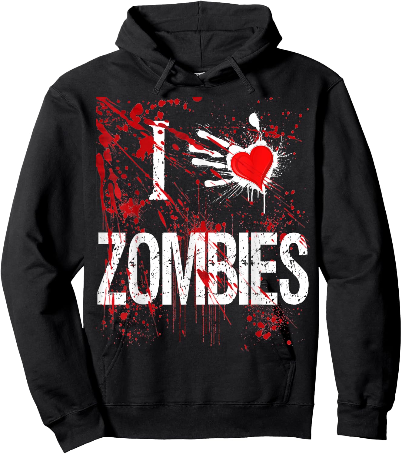 Halloween Custom I Love Zombies Heart Shirt Hoodie - Hoodie | Black