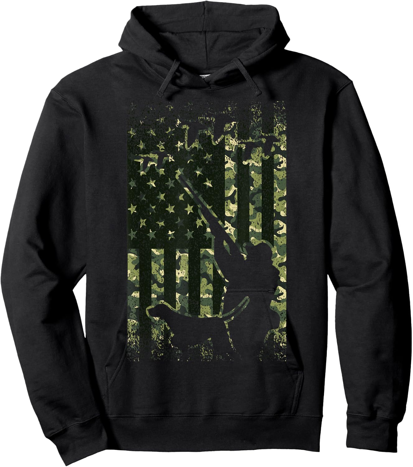 Duck Hunting Shirts American Flag Hunter Camo Gifts Hoodie - Hoodie | Black