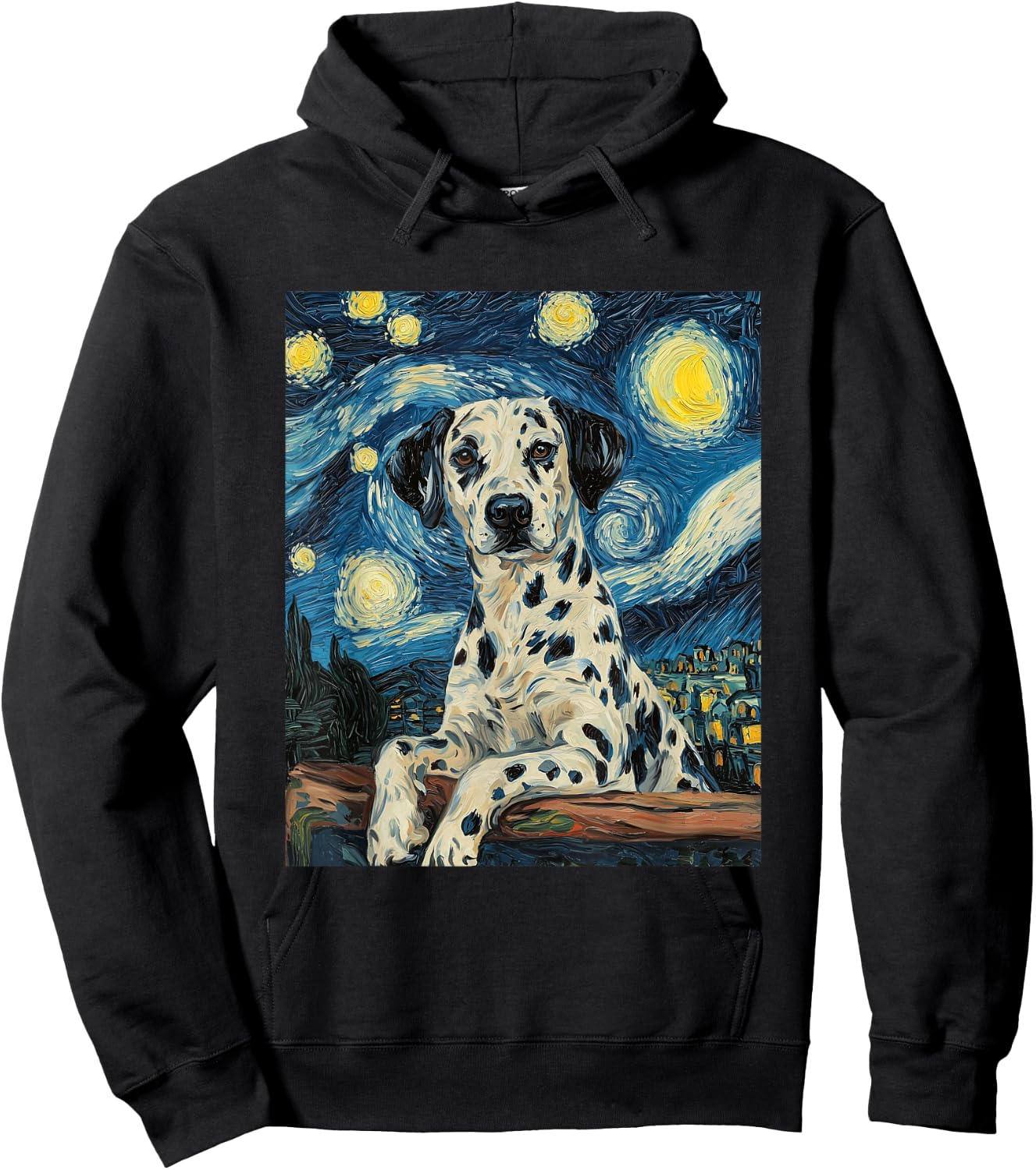 Cute Dalmatian Dog Doggy - Van Gogh Style - Starry Night Hoodie - Hoodie | Black
