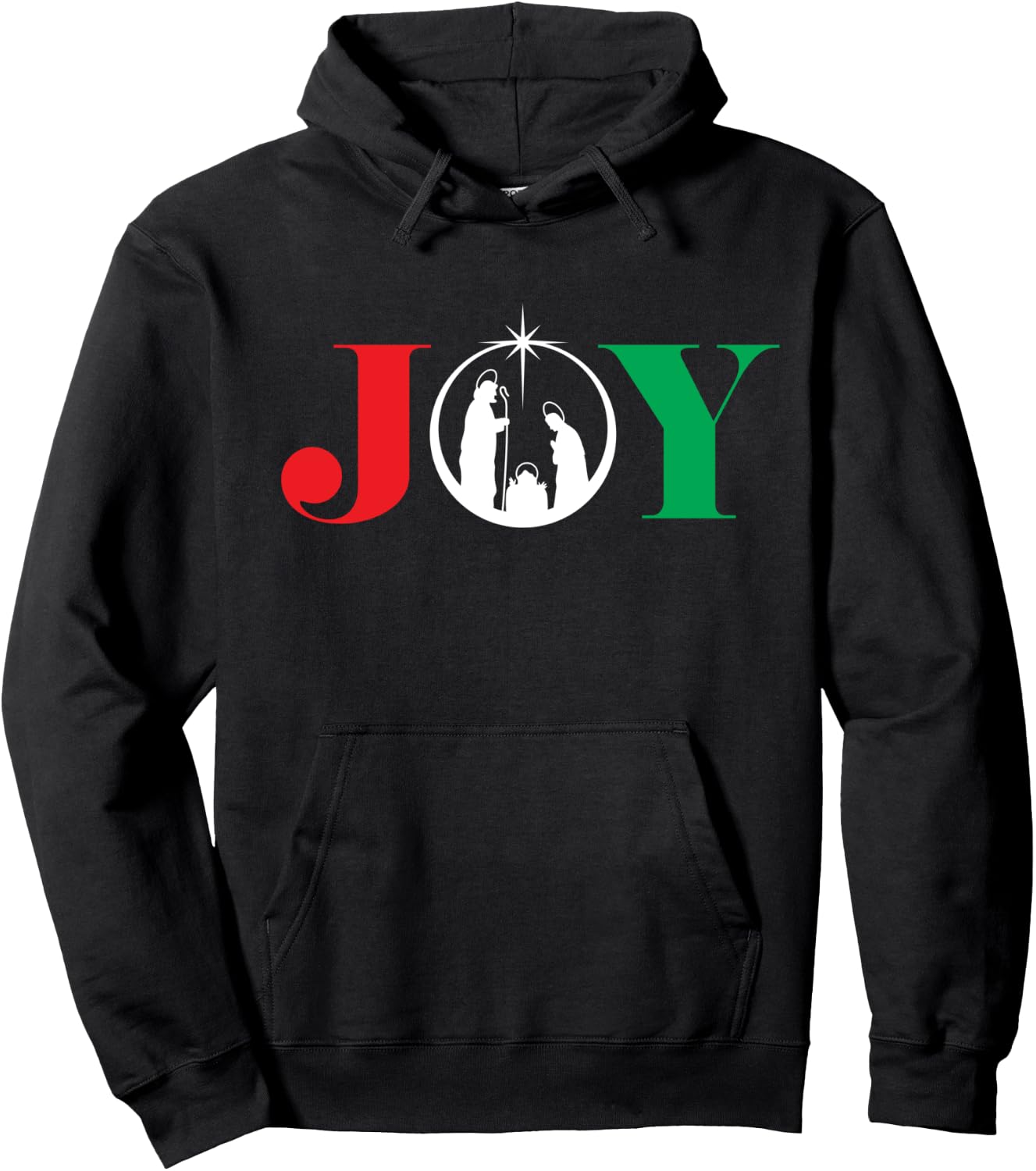 Joy Christmas Holiday Gift Nativity Jesus Ornament Xmas Star Hoodie - Hoodie | Black