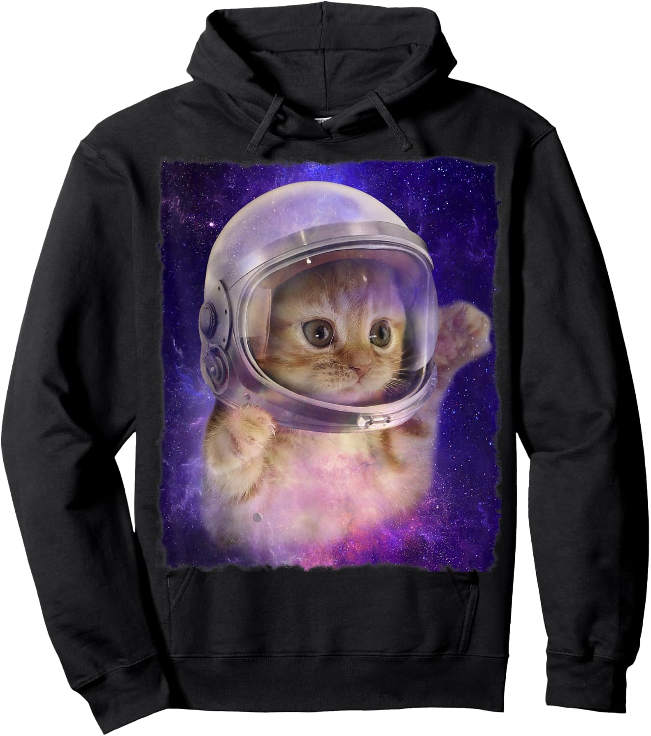 Cute Space Cat Astronaut Kitty Space Helmet Deep Space Men Women Girls Kids Hoodie - Hoodie | Black