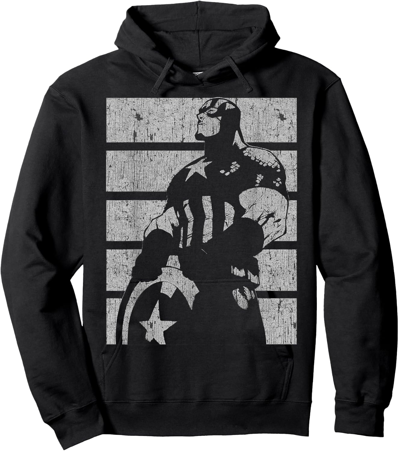 Marvel Avengers Vintage Captain America Retro Silhouette Small Hoodie - Hoodie | Black
