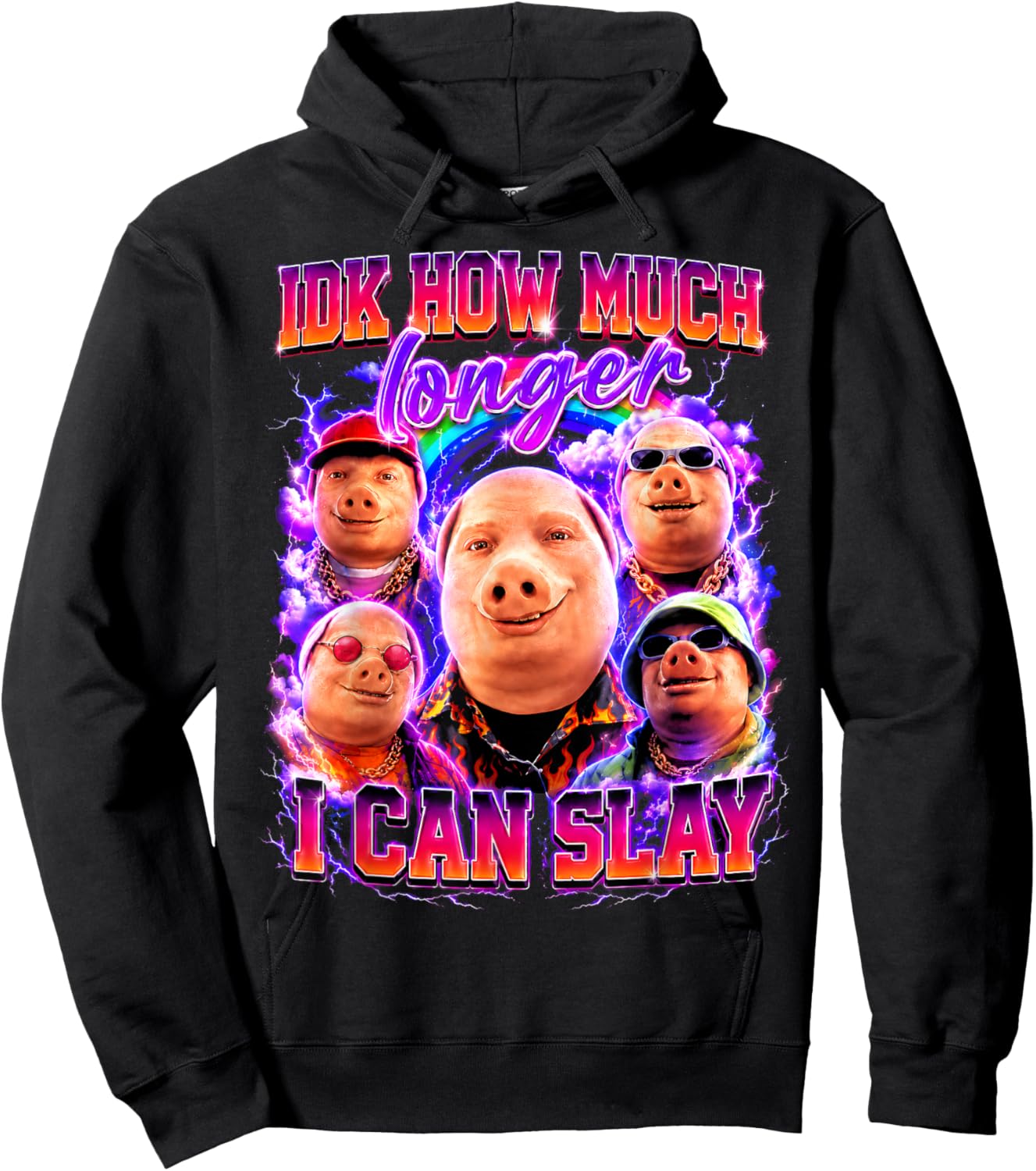 Funny IDK How Much Longer I Can Slay John Pork Brainrot Meme Hoodie - Hoodie | Black