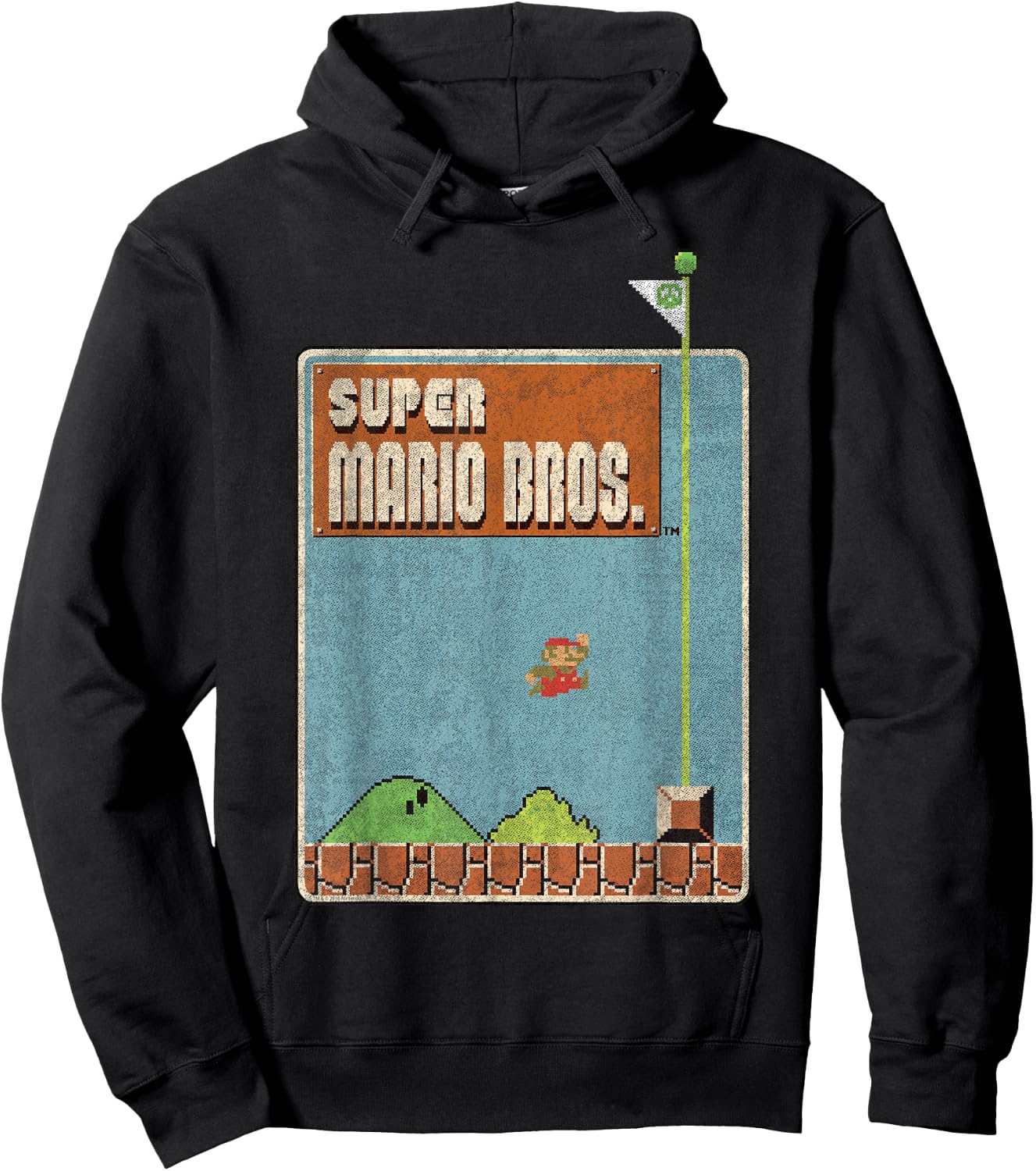 Nintendo Super Mario Bros Game Screen Shot Graphic Hoodie - Hoodie | Black