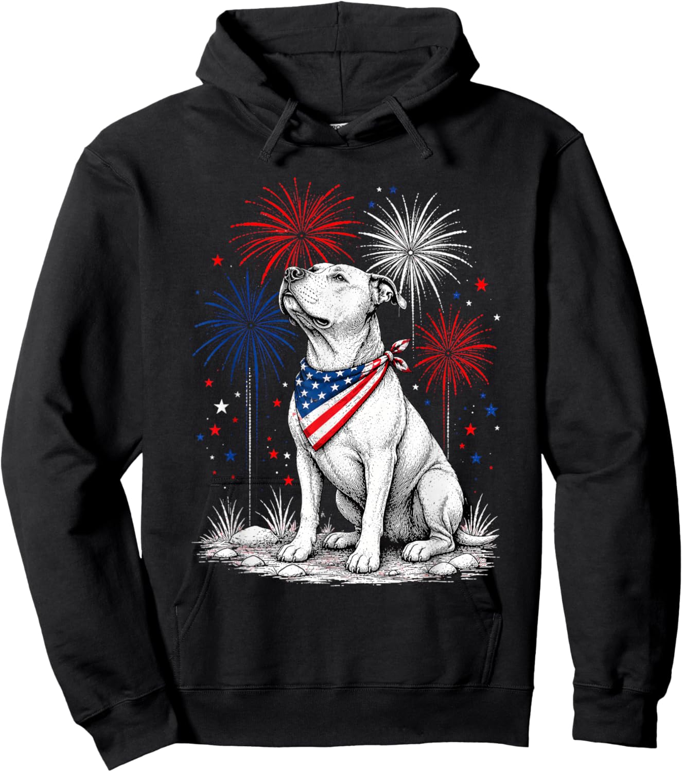 Pitbull America's 250th Patriotic Fireworks Animal Lovers Hoodie - Hoodie | Black