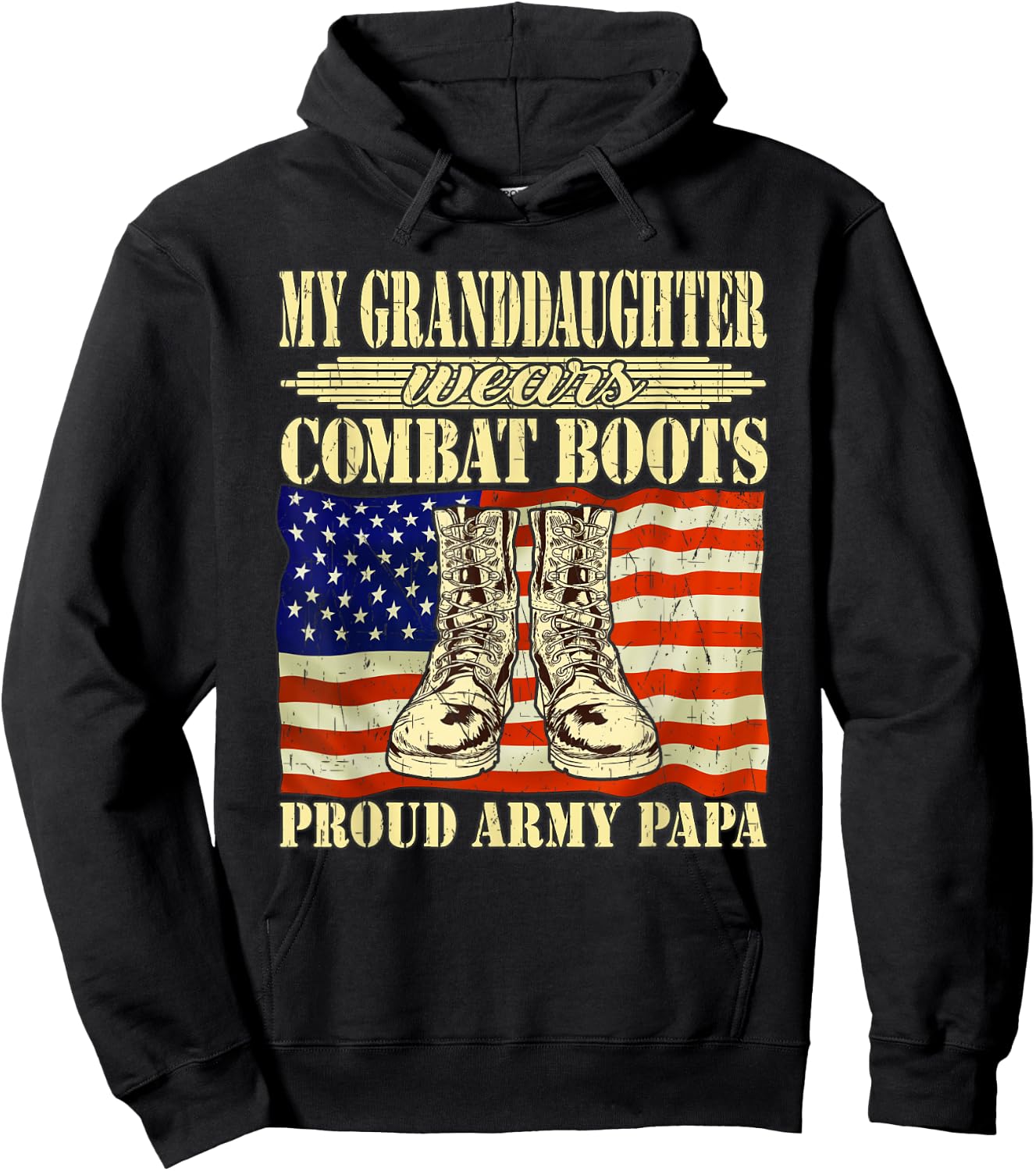 My Granddaughter Wears Combat Boots Proud Army Papa Gift Hoodie - Hoodie | Black