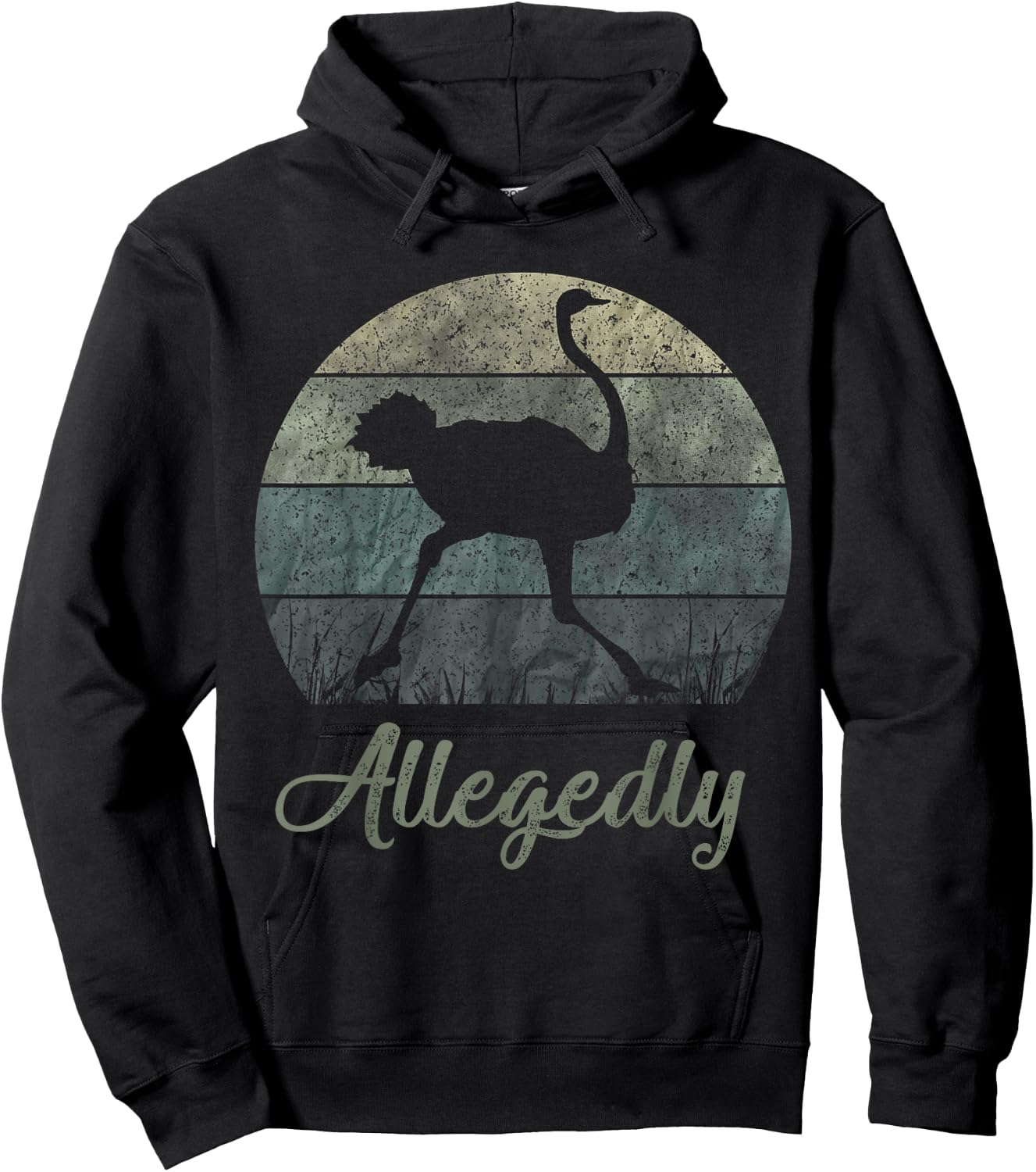 Vintage Allegedly Ostrich OSTRICHES Flightless Bird Hoodie - Hoodie | Black