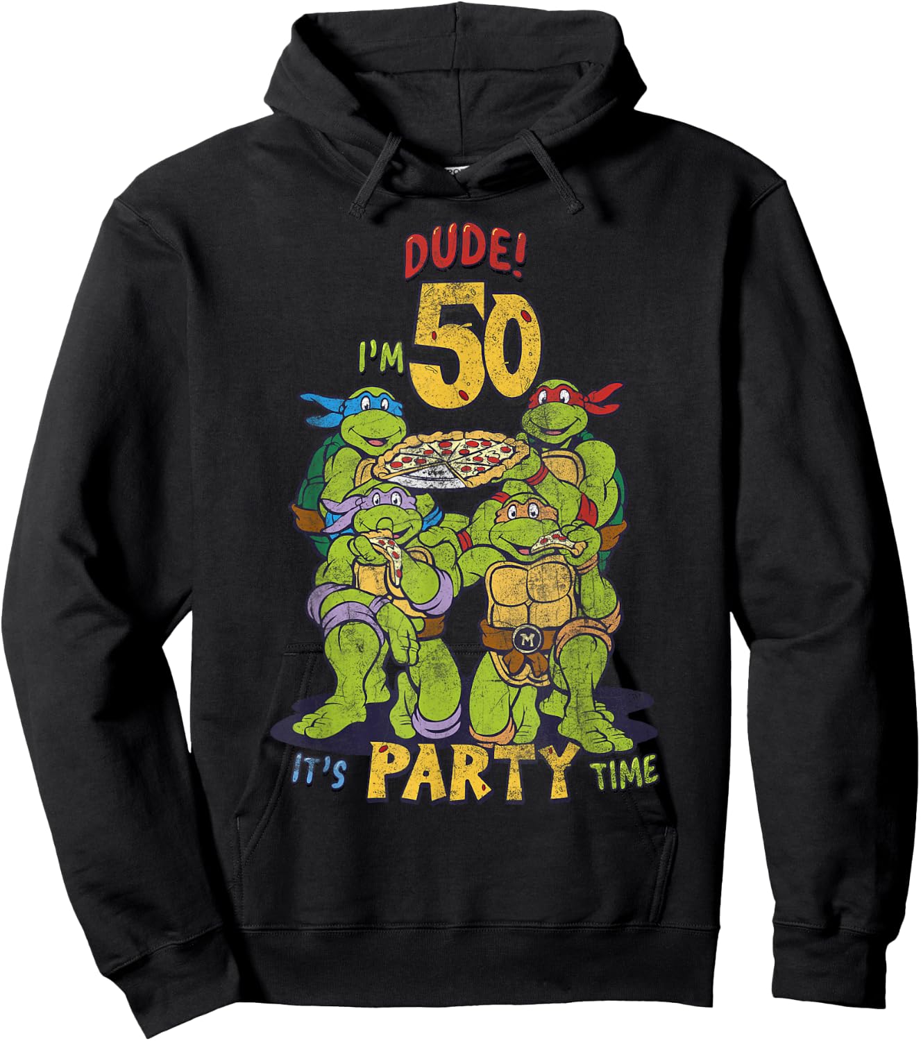 Teenage Mutant Ninja Turtles 50th Birthday Pizza Party Hoodie - Hoodie | Black