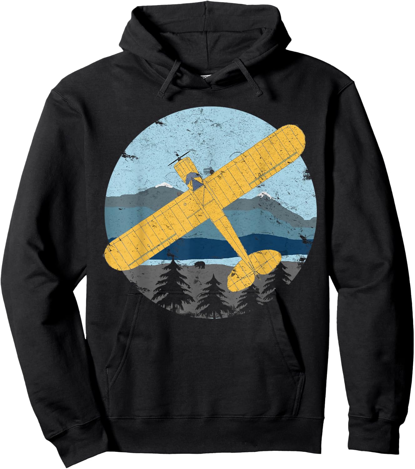 Cub Light Airplane Vintage Retro Bushflying Pilot Hoodie - Hoodie | Black