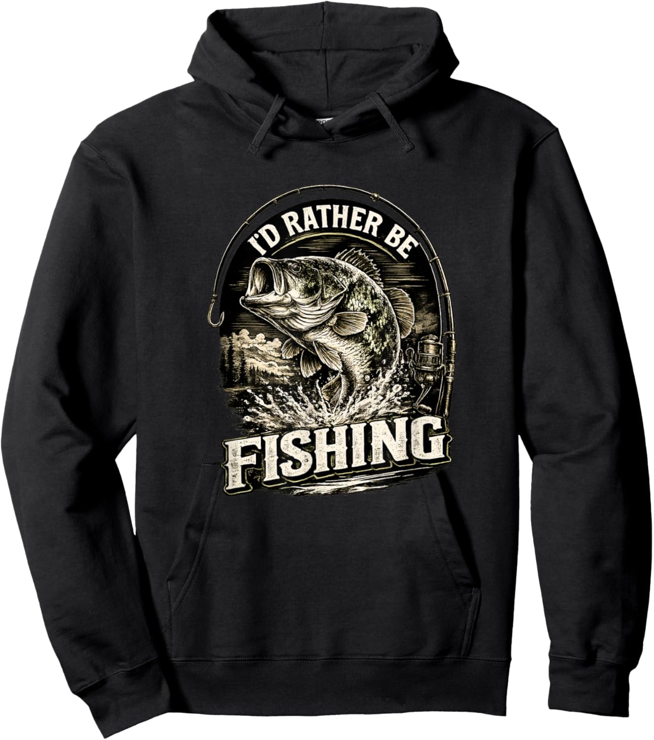 I'd Rather Be Fishing Fisherman Dad Father's Day Hoodie - Hoodie | Black