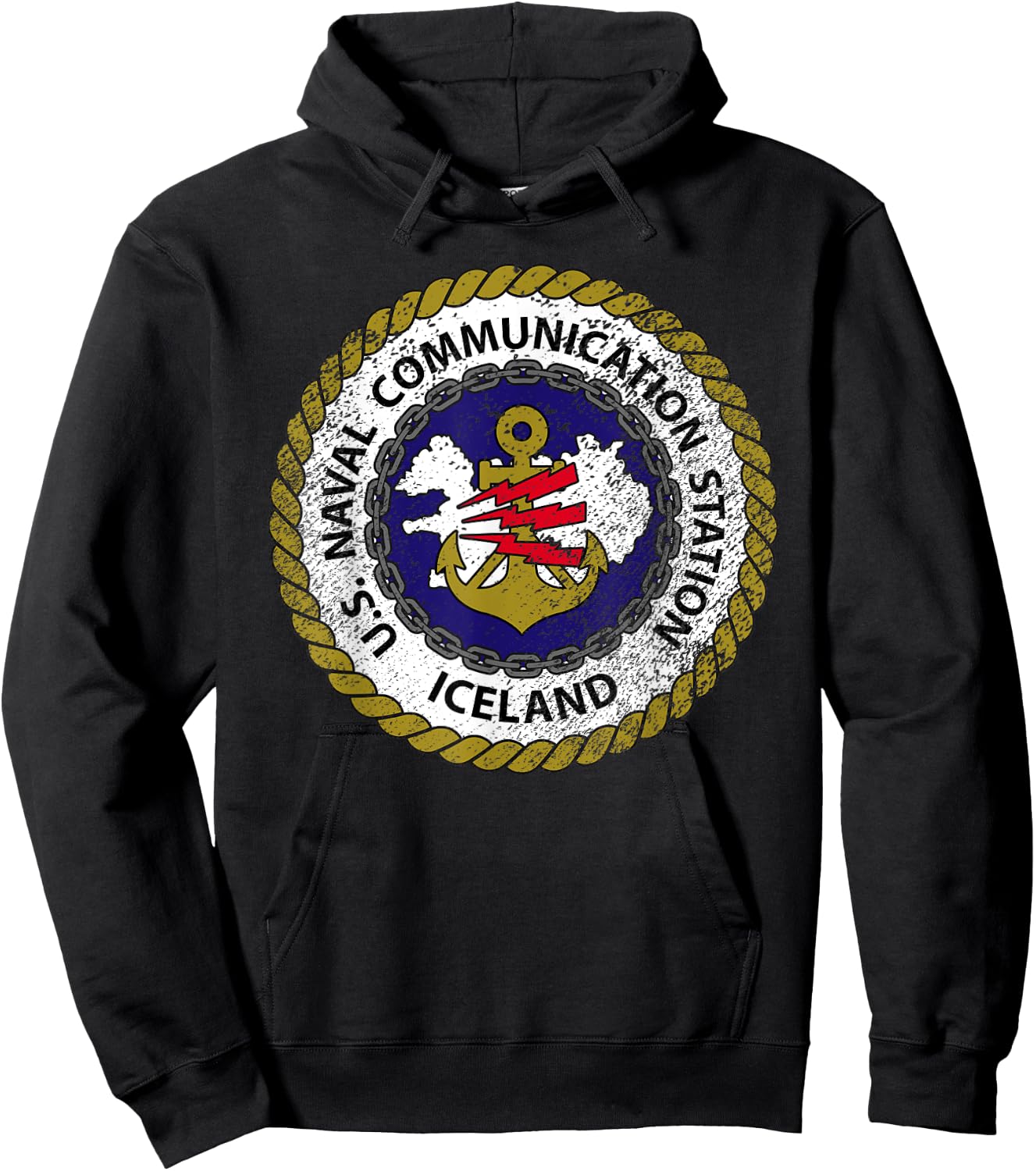 Naval Communication Station NAVCOMMSTA Keflavik Iceland Hoodie - Hoodie | Black