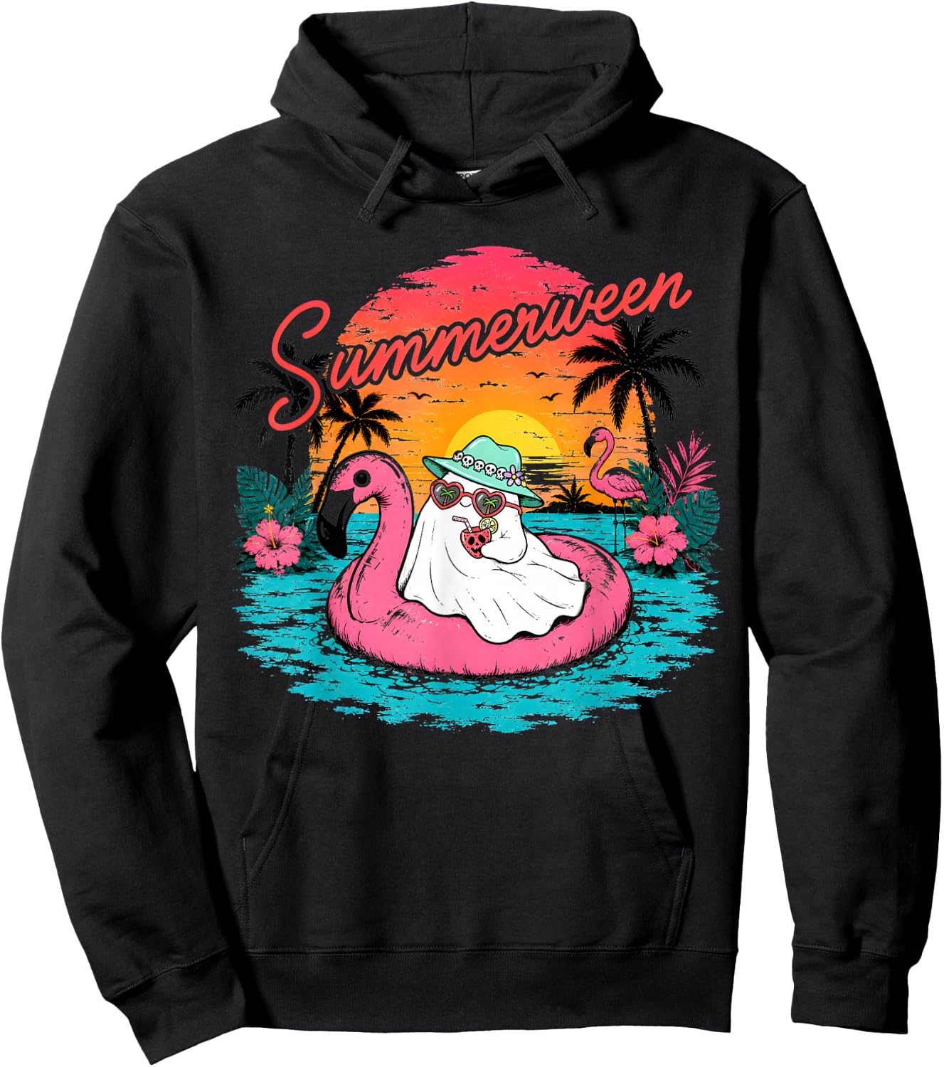 Summerween Funny Ghost Summer Halloween Vacation Hoodie - Hoodie | Black