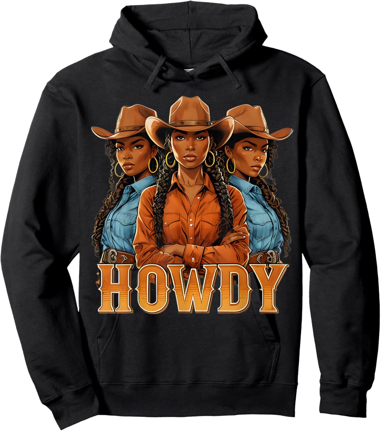 Howdy Retro Western Melanin Black Cowgirl African Women Hoodie - Hoodie | Black