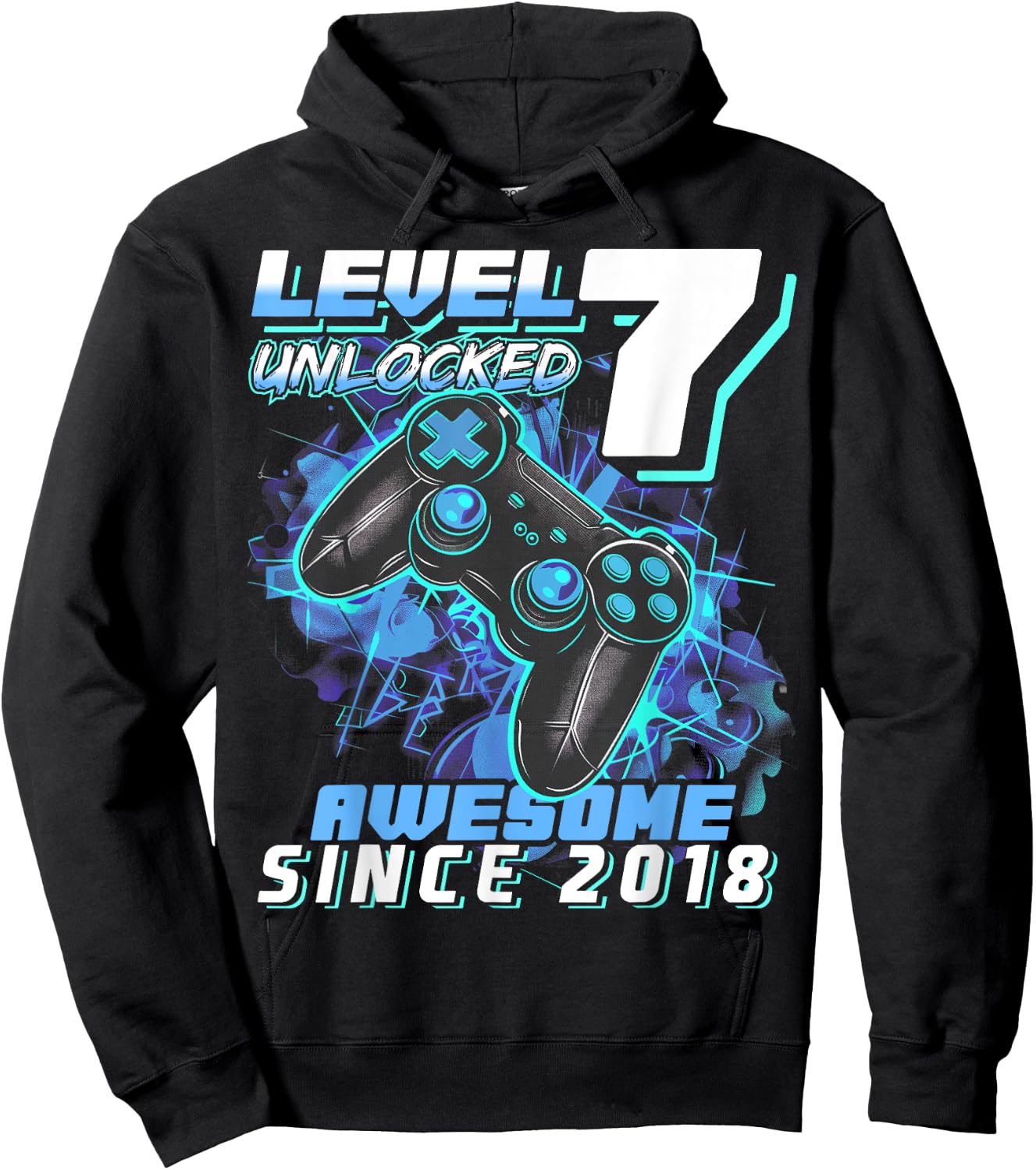 7th Birthday Boy Level 7 Gamer 7 Year Video Game Party Hoodie - Hoodie | Black