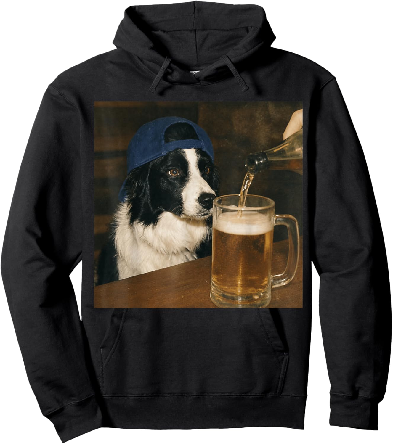 Border Collie Drinking Beer Funny Dog Meme Hoodie - Hoodie | Black
