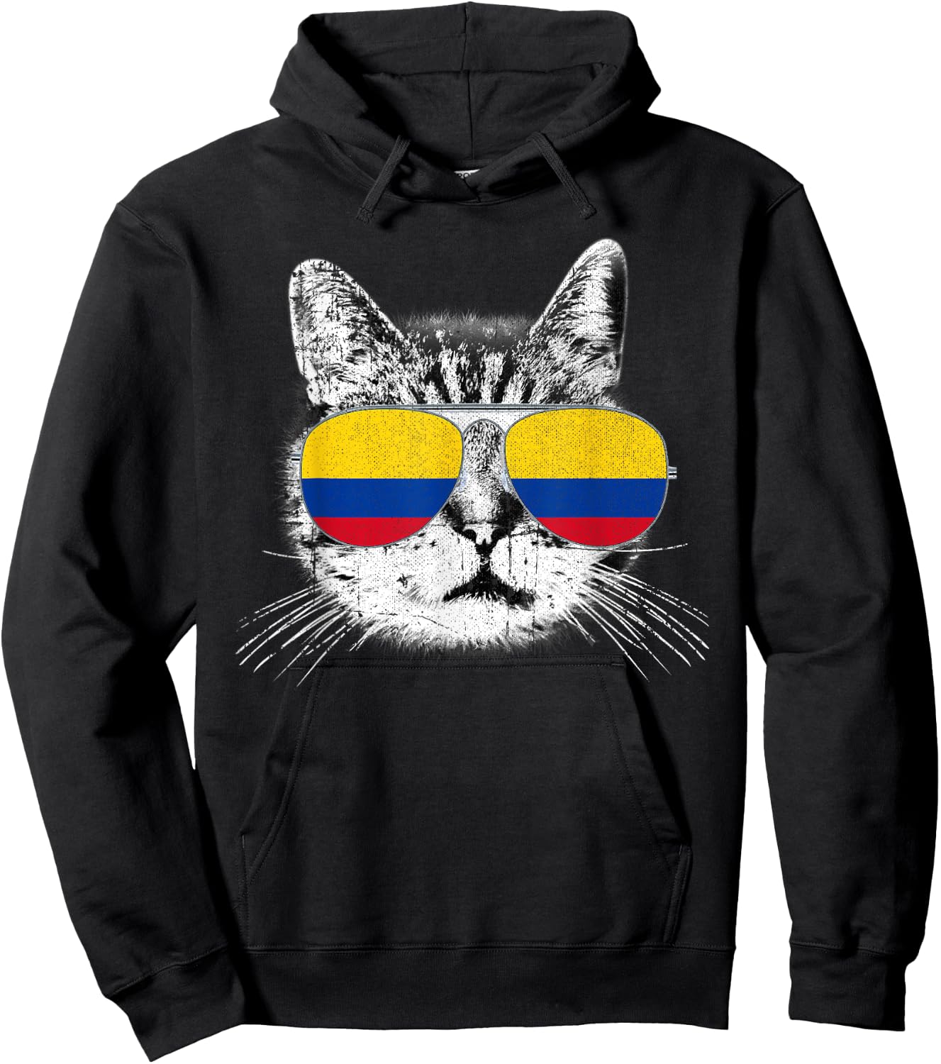 Colombia Flag Cat Colombian Men Women Funny Pet Gift Hoodie - Hoodie | Black