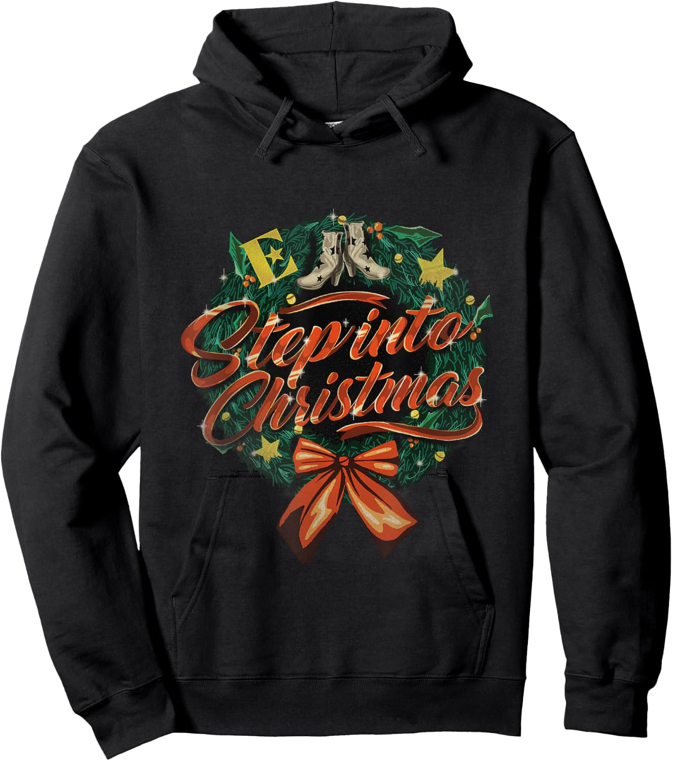 Elton John Official Step Into Christmas Wreath - -Adults, Black, Small, Short Sleeve Hoodie - Hoodie | Black