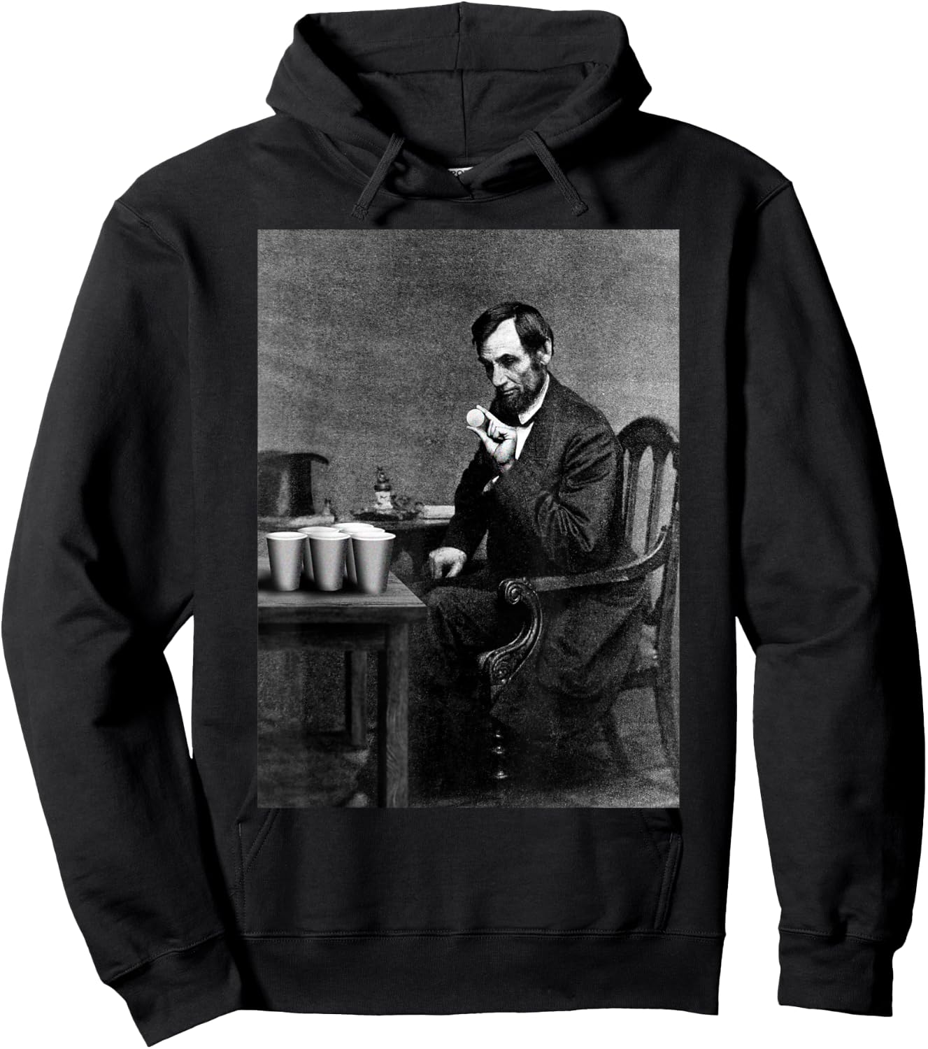 Abe Lincoln Invent's Beer Pong Old Vintage Photograph Hoodie - Hoodie | Black