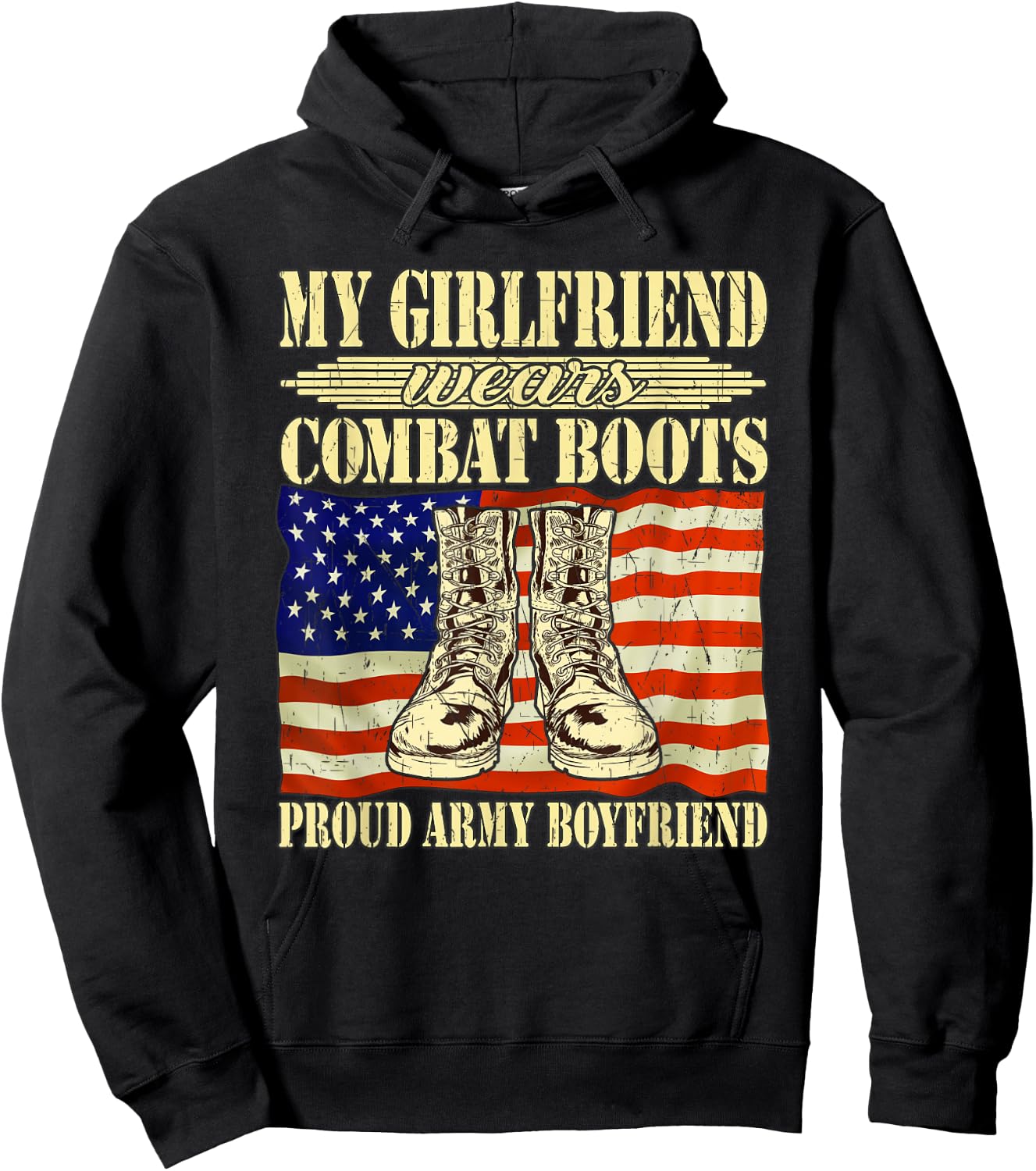 My Girlfriend Wears Combat Boots Proud Army Boyfriend Gift Hoodie - Hoodie | Black