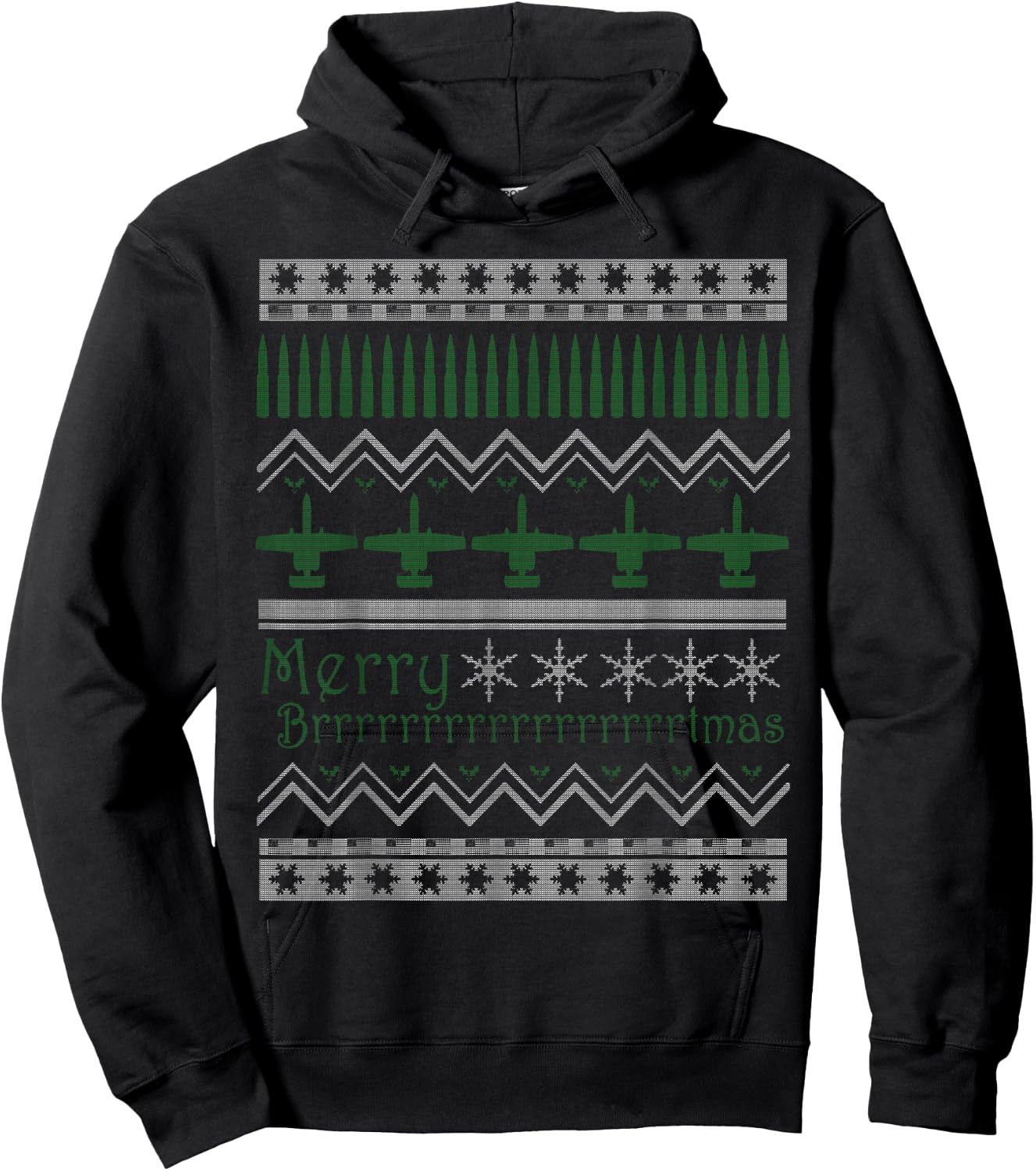 Merry Brrrrtmas A-10 Warthog Ugly Christmas Sweater Hoodie - Hoodie | Black