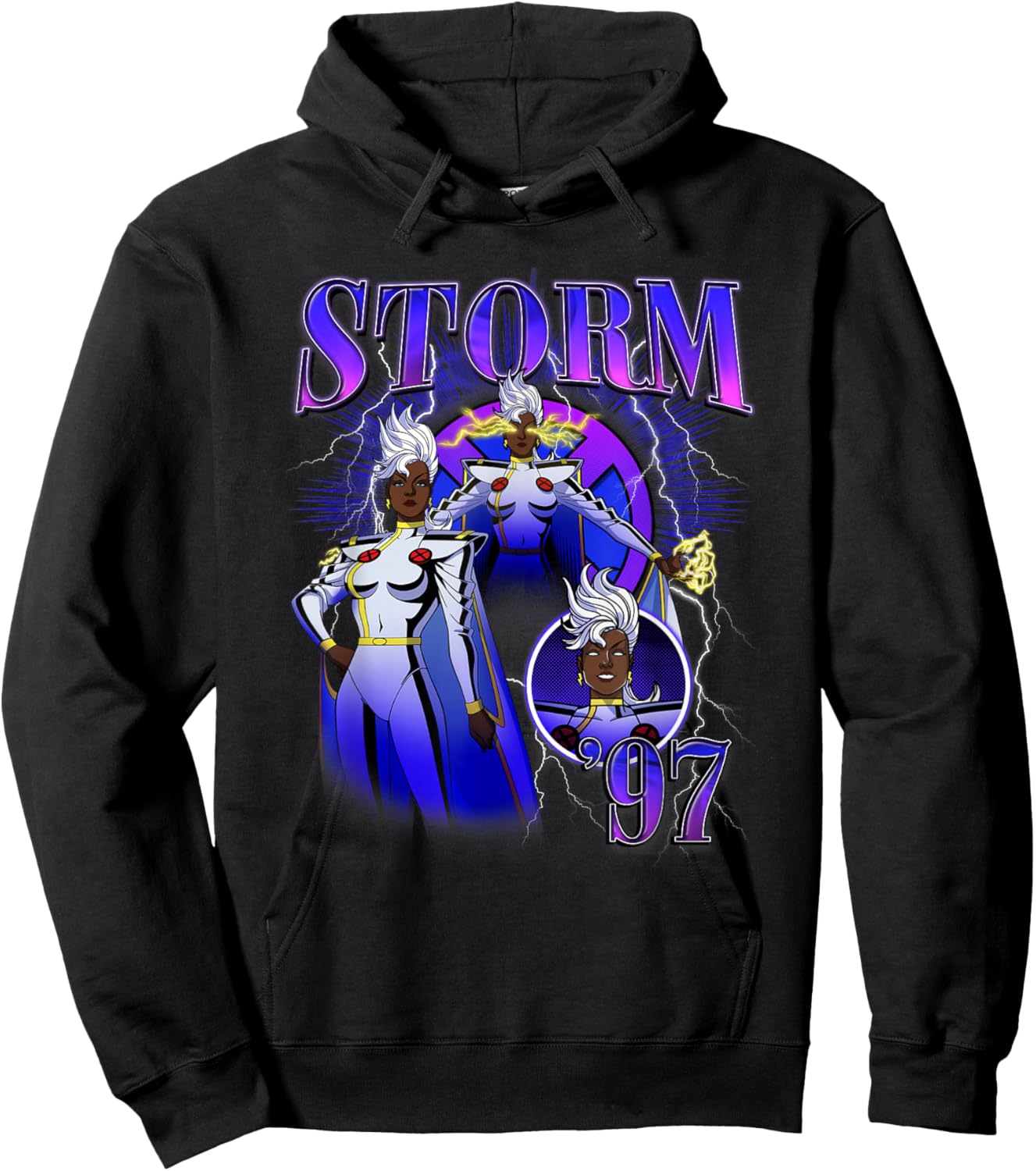 Marvel X-Men '97 Storm Ororo Munroe Lightning Bolt Retro Hoodie - Hoodie | Black