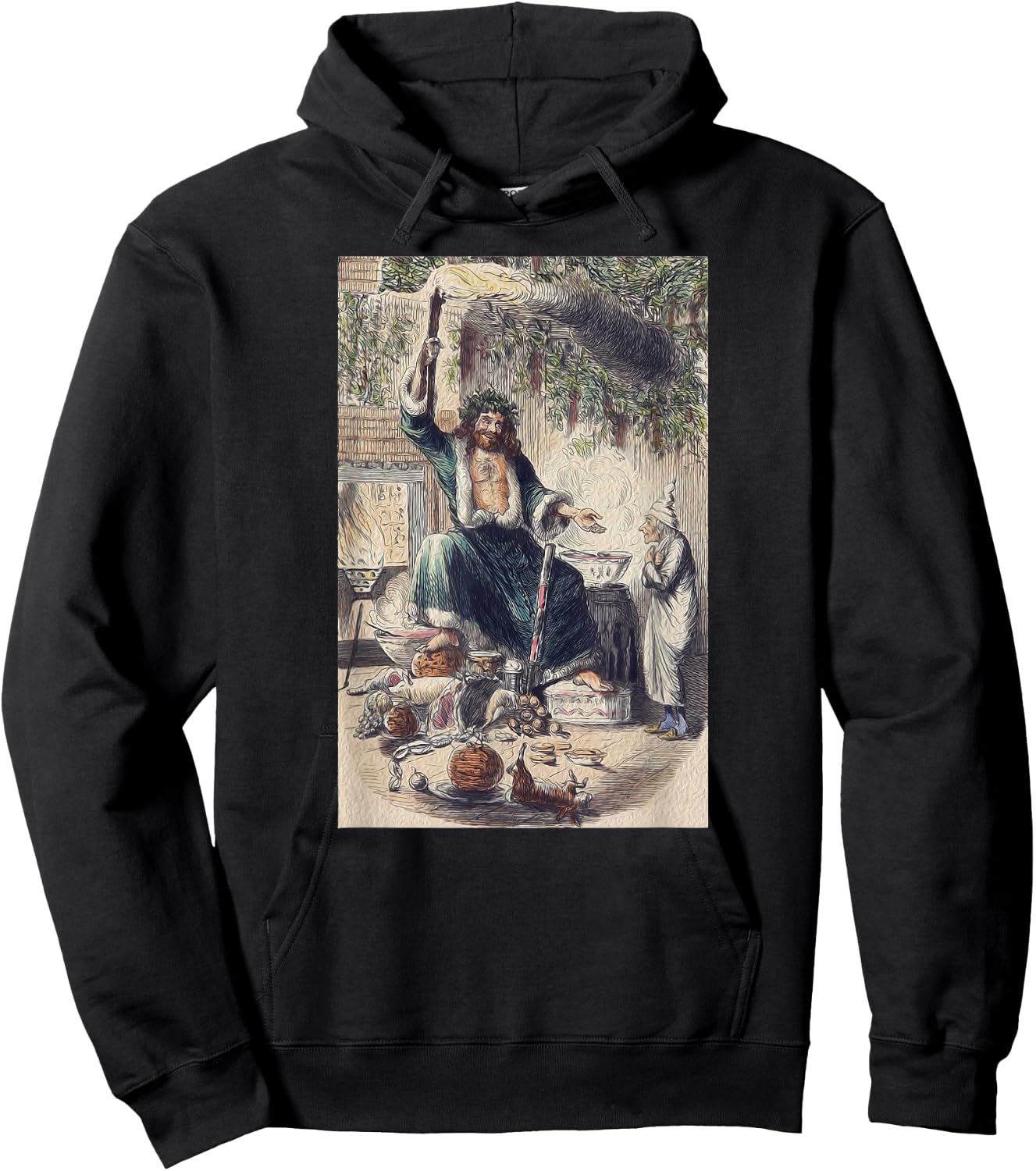 A Christmas Carol Scrooge Shirt- Christmas Present Ghost Hoodie - Hoodie | Black