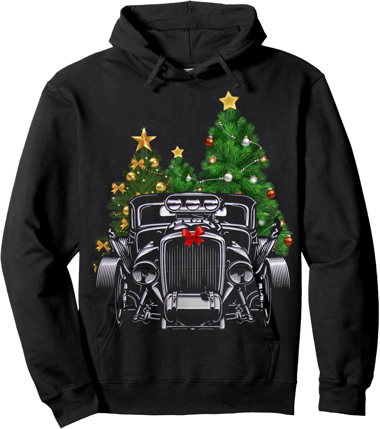 Hot Rod Ugly Christmas Classic Car Lover Vintage Car Garage Hoodie - Hoodie | Black